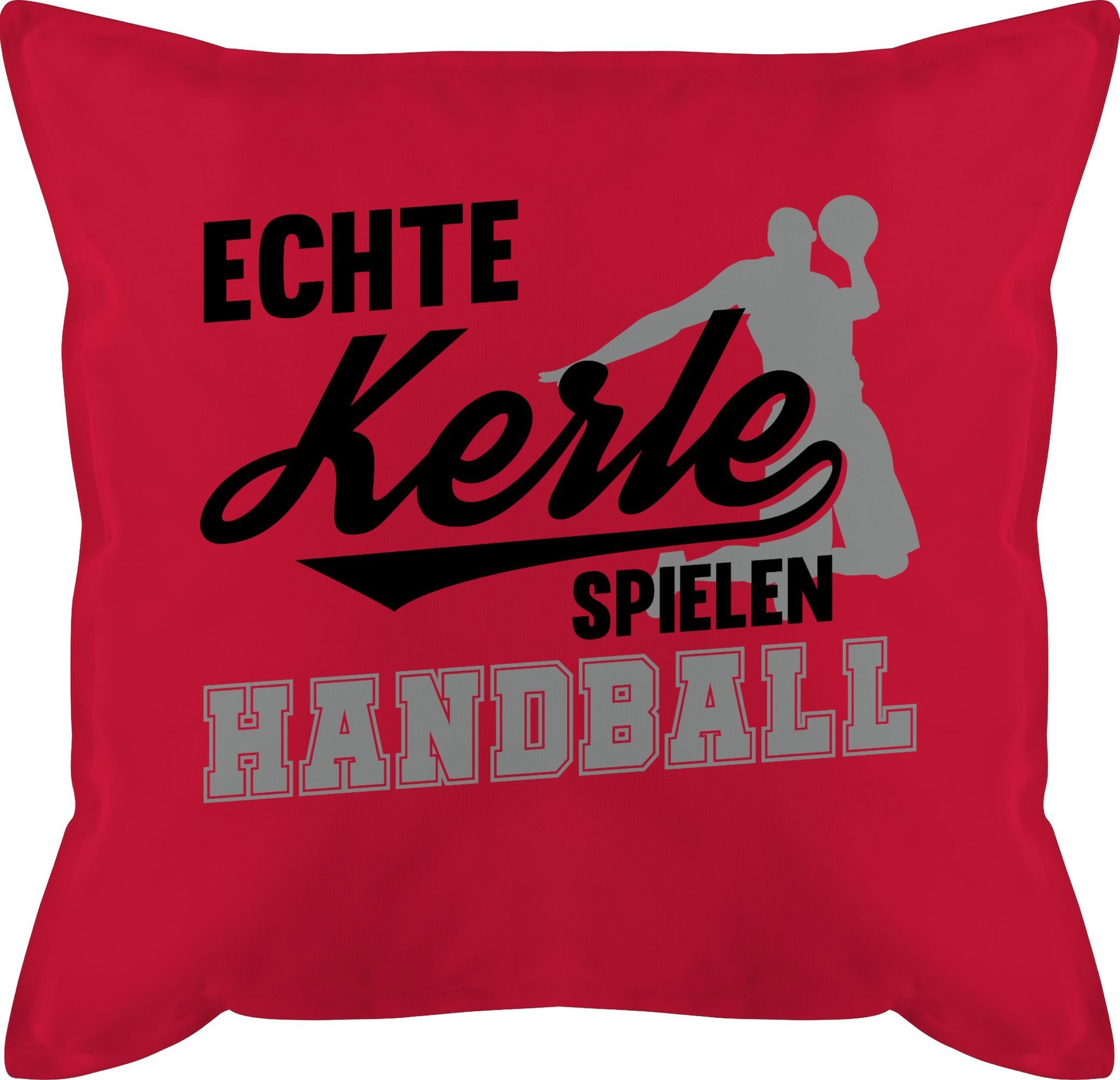 / Dekokissen 3 Handball Echte grau, schwarz Hobby Kerle spielen Deko-Kissen Rot Shirtracer