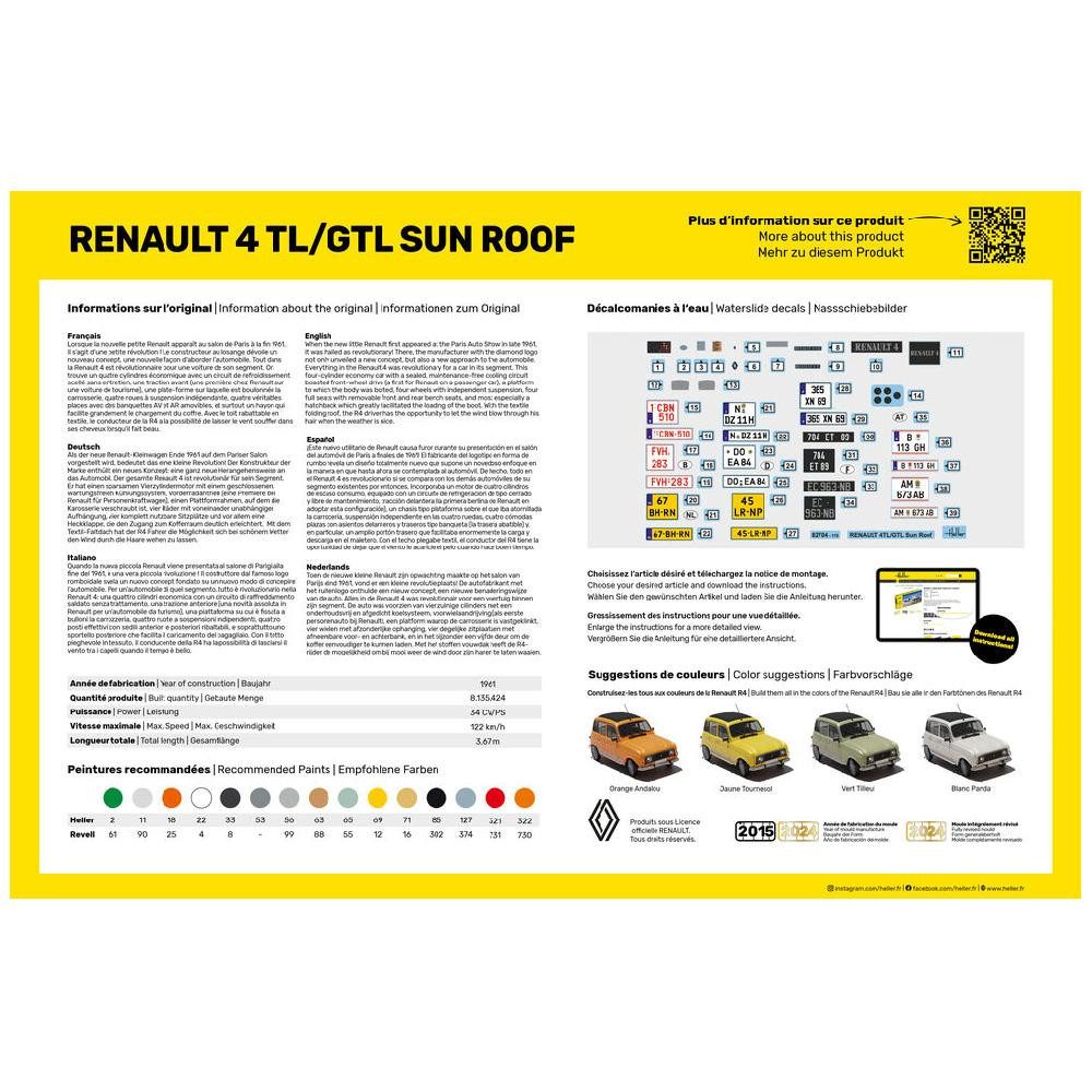Heller Modellbausatz Renault 4 TL/GTL Sun Roof / 1:24, Maßstab 1:24
