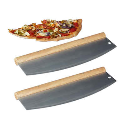 relaxdays Pizzaschneider 2 x Pizza Wiegemesser aus Edelstahl