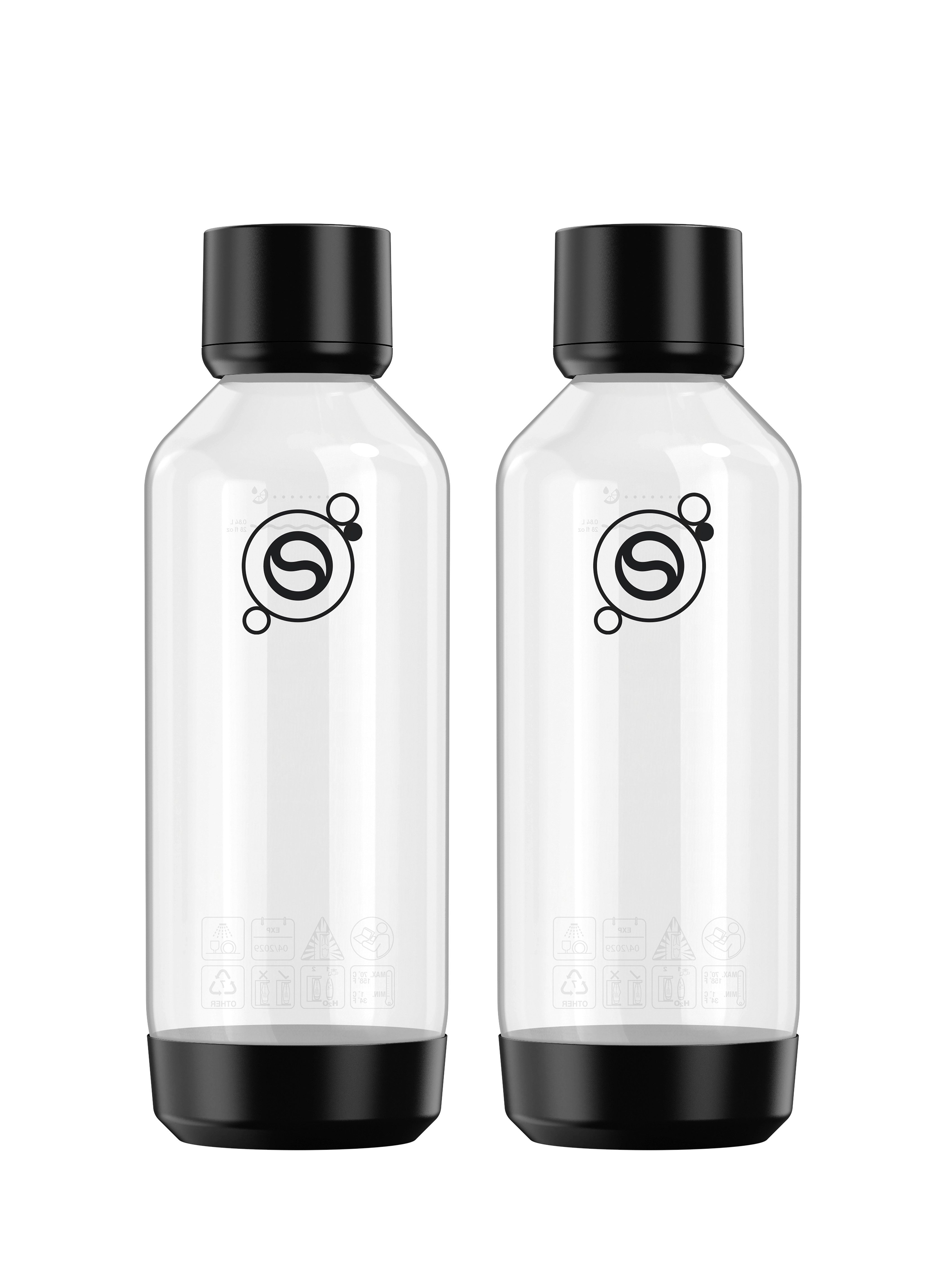 SodaStream Wassersprudler Flasche fizz & refresh 1 L Kunststoffsprudlerflaschen (schwarz, 2er-Pack), (Set, 2-tlg), spülmaschinengeeignet