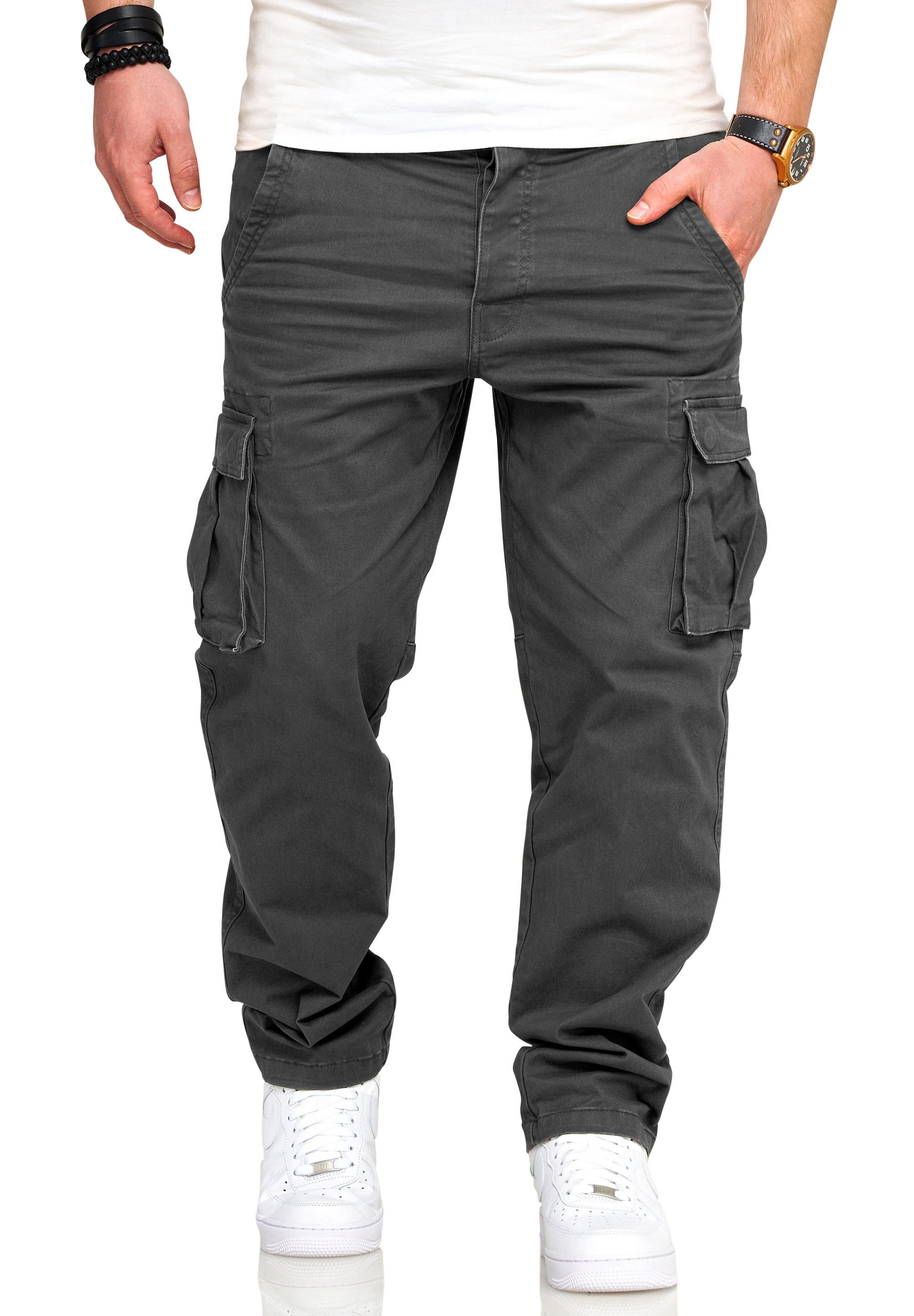 DAILY COTTON Cargohose als Stoffhose mit Stretch Chino Cargo Hose mit Gürtelschlaufen für Herren – Bild 2 von 3
