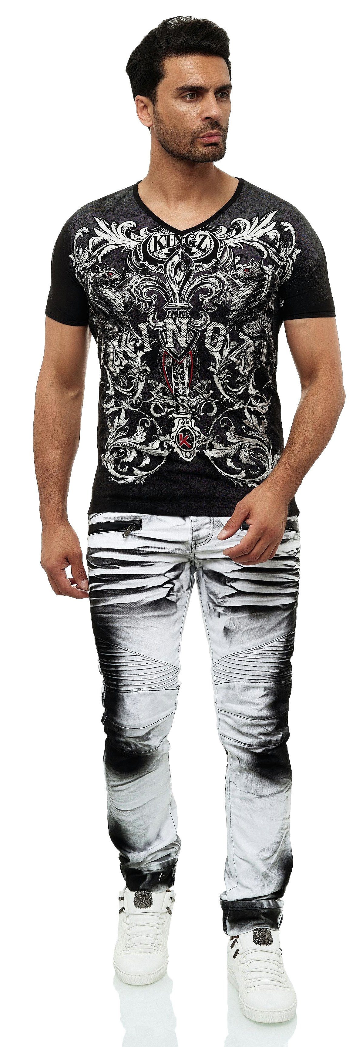 KINGZ T-Shirt in coolem Design schwarz-silberfarben