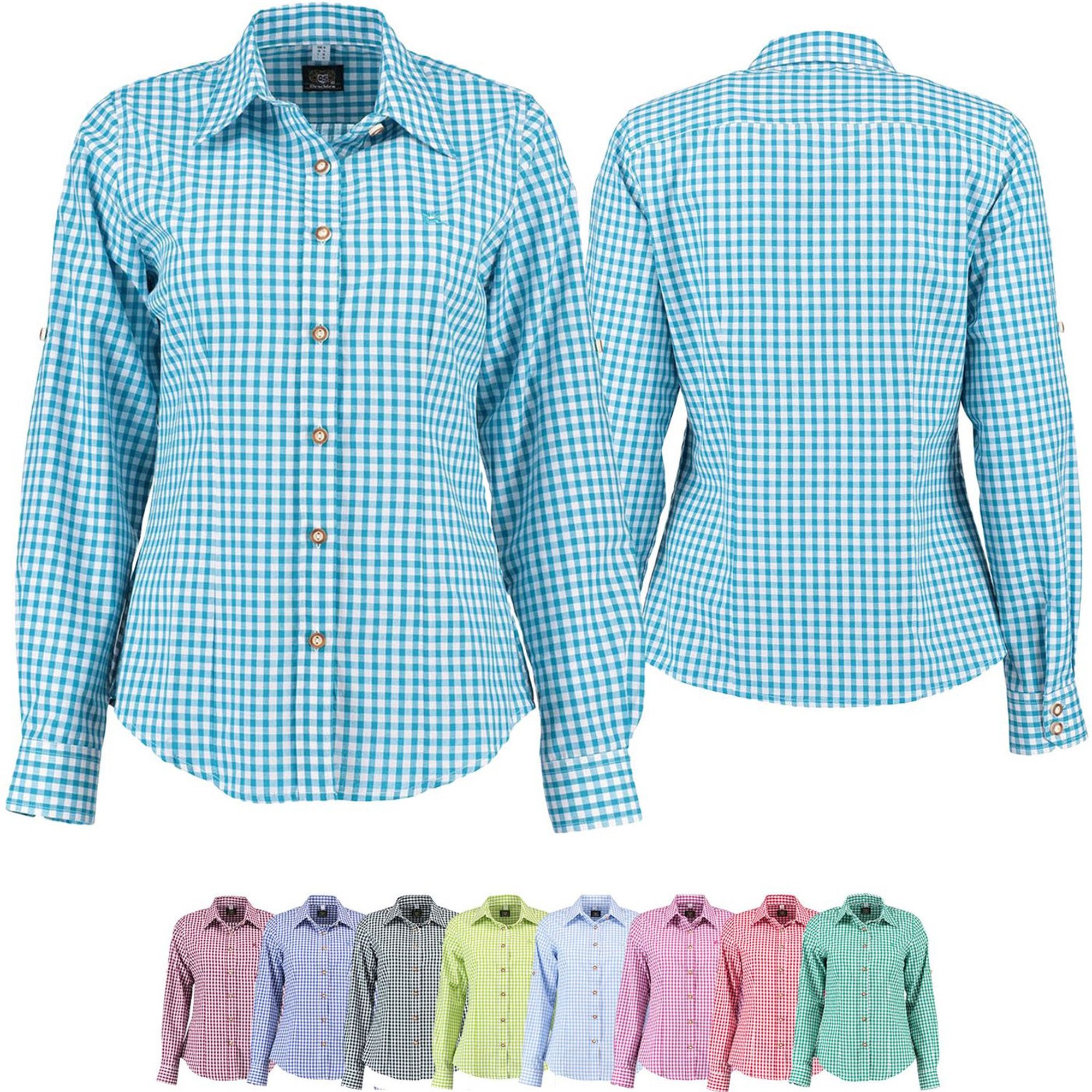 German Wear Trachtenbluse GW-OB13 Trachtenbluse für Trachten lederhosen bluse Trachtenmode kariert