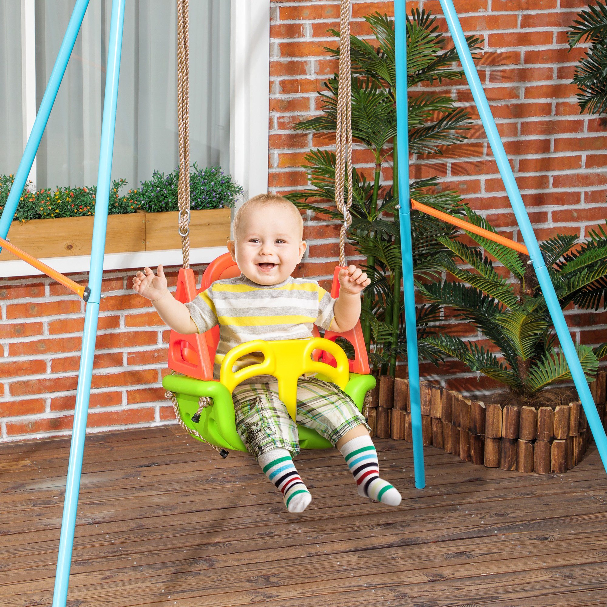 Outsunny Einzelschaukel mit verstellbarem Seil, (Babyschaukel, günstig online kaufen