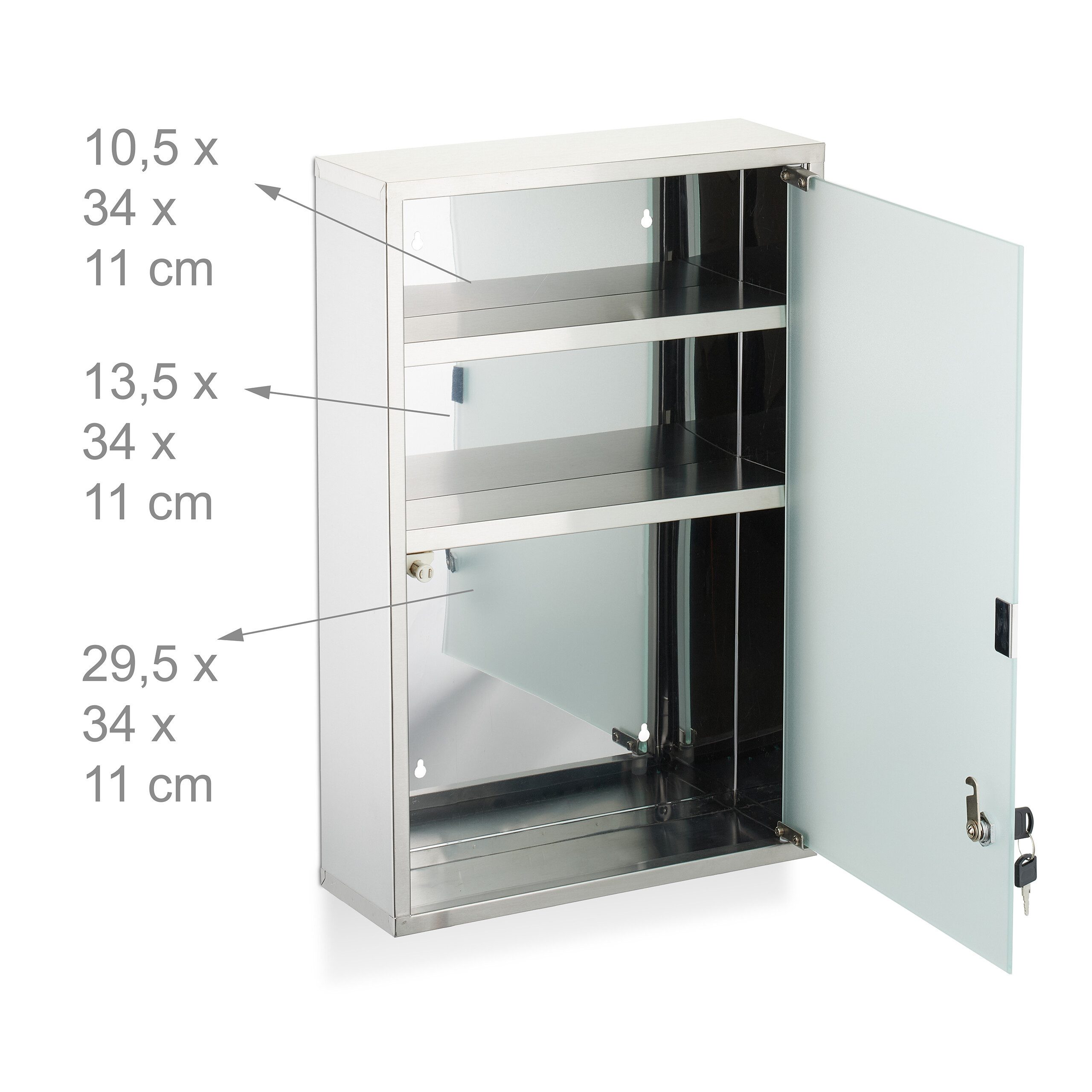 relaxdays Medizinschrank mit Glastür (3-St) – Bild 5 von 5