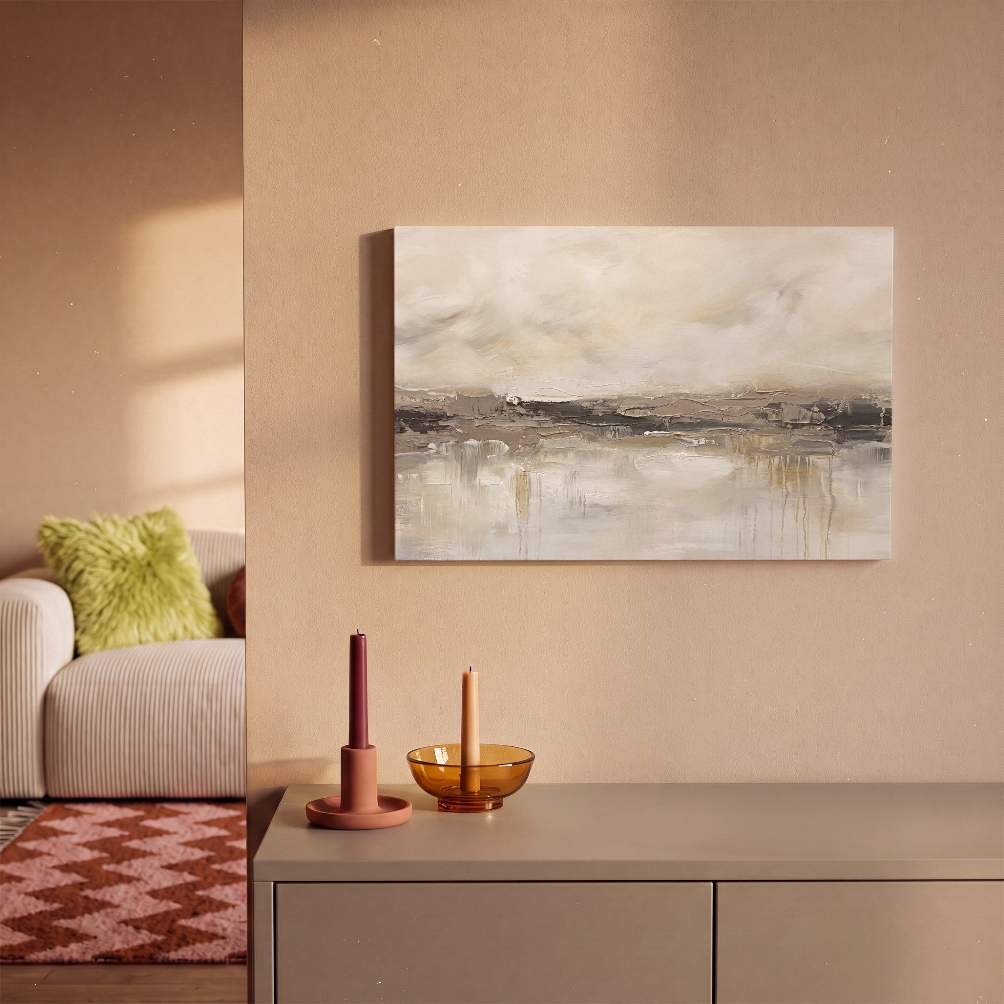 OneMillionCanvasses® Leinwandbild Landschaft - Horizont - Natur - Abstrakt - Neutral, Fotodruck (1 St), Leinwand Canvas Wandbild, Wanddekoration 20x30 cm – Bild 2 von 5