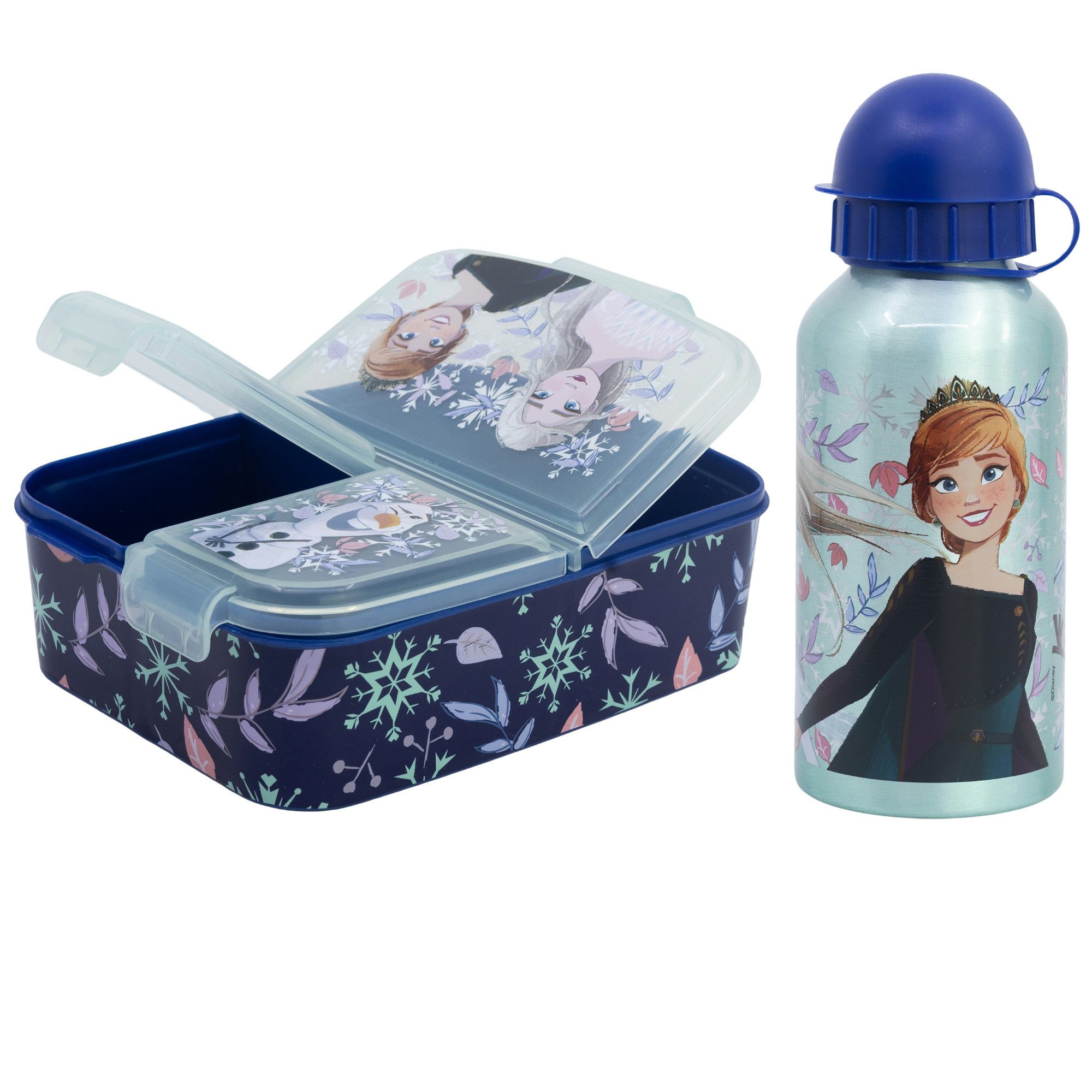 Disney Lunchbox Disney Die Eiskönigin 2 tlg Kinder Lunch Set Brotdose Alu-Trinkflasche, (Spar-Set, 2-tlg., Sparset)