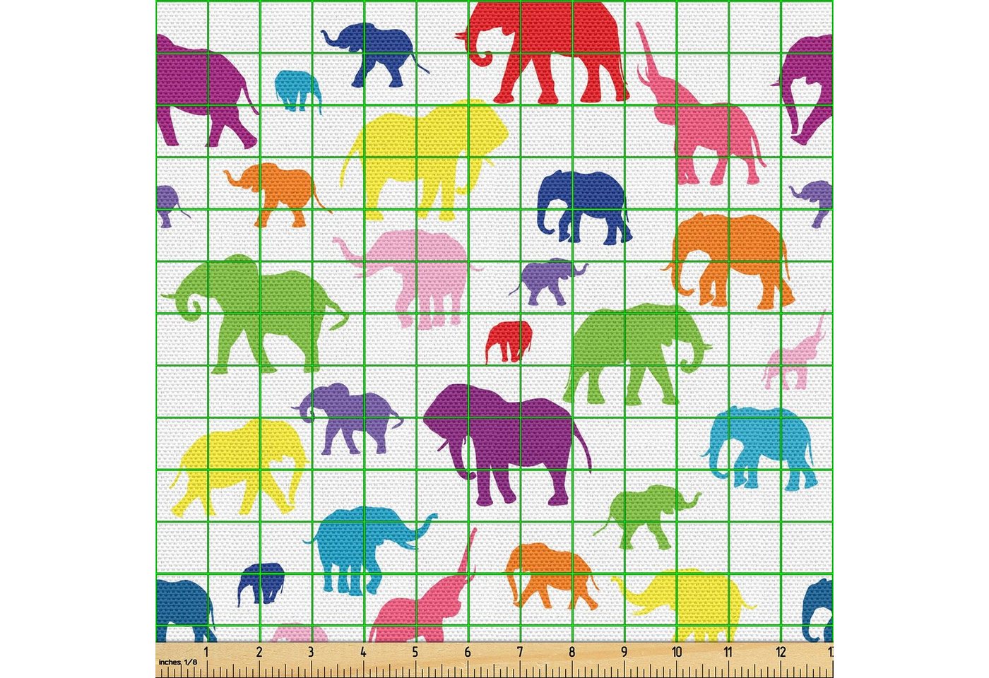 Thumbnail - Abakuhaus Stoff Schön Gewebten Stoff für Polster und Wohnaccessoires, Elefant Bunte Safari Fauna