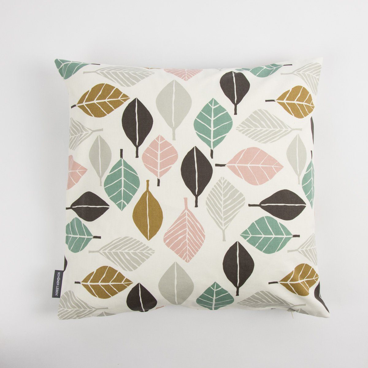 SCHÖNER LEBEN. Dekokissen Schöner Leben Kissenhülle Blätter weiß petrol rosa 50x50cm. € 29,95