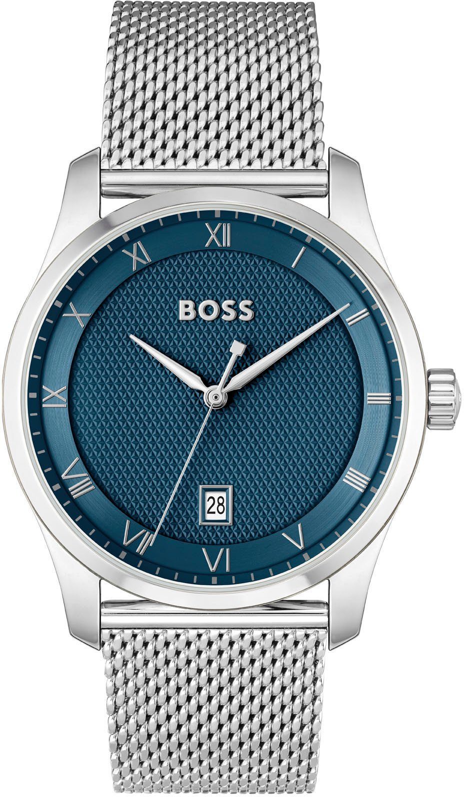 BOSS Quarzuhr PRINCIPLE 1514115, Herrenuhr, Armbanduhr, Datum, Edelstahlarm günstig online kaufen