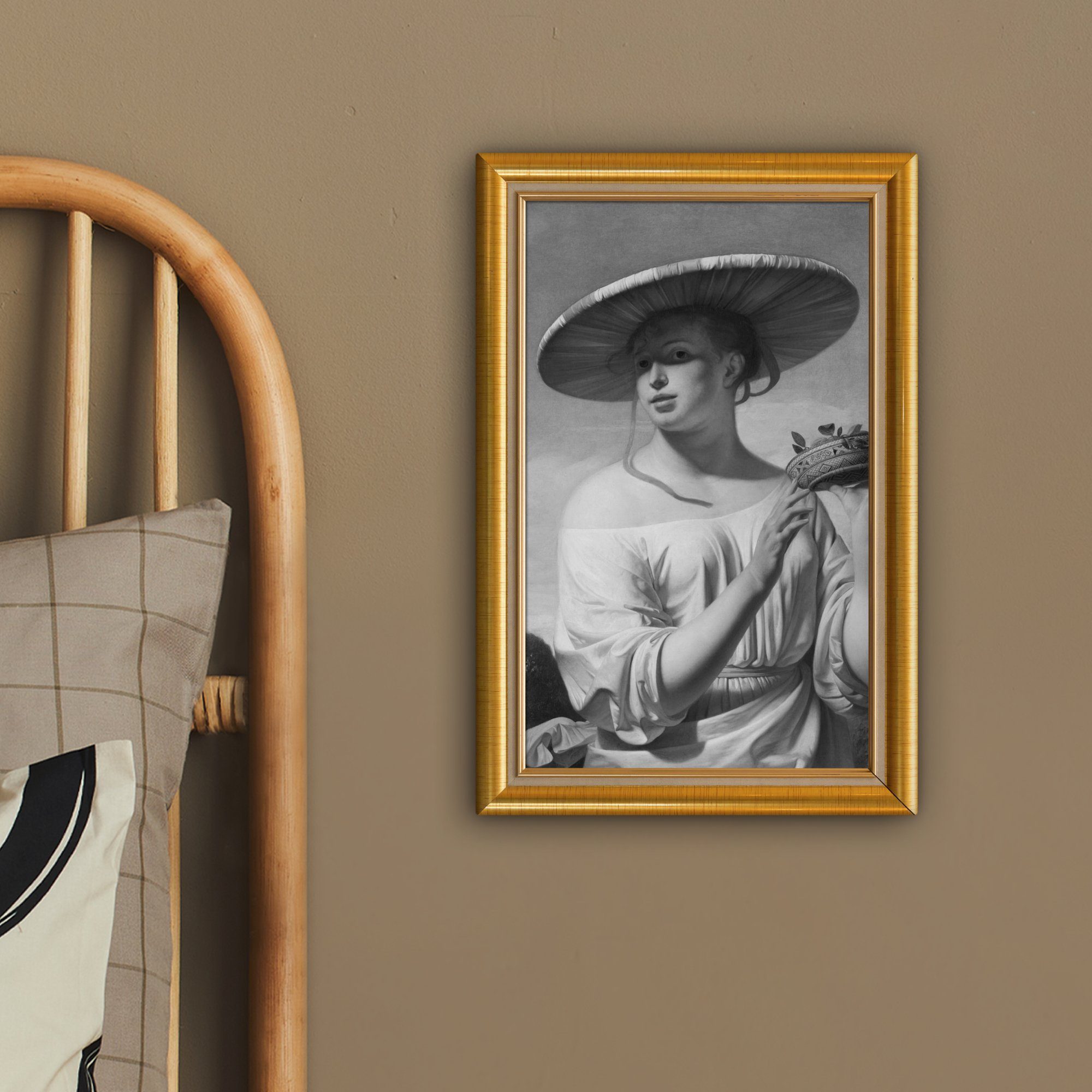 OneMillionCanvasses® Leinwandbild bespannt 20x30 Maler Kunst - - Gemälde, fertig (1 Liste Zackenaufhänger, - Leinwandbild cm St), Gold, inkl