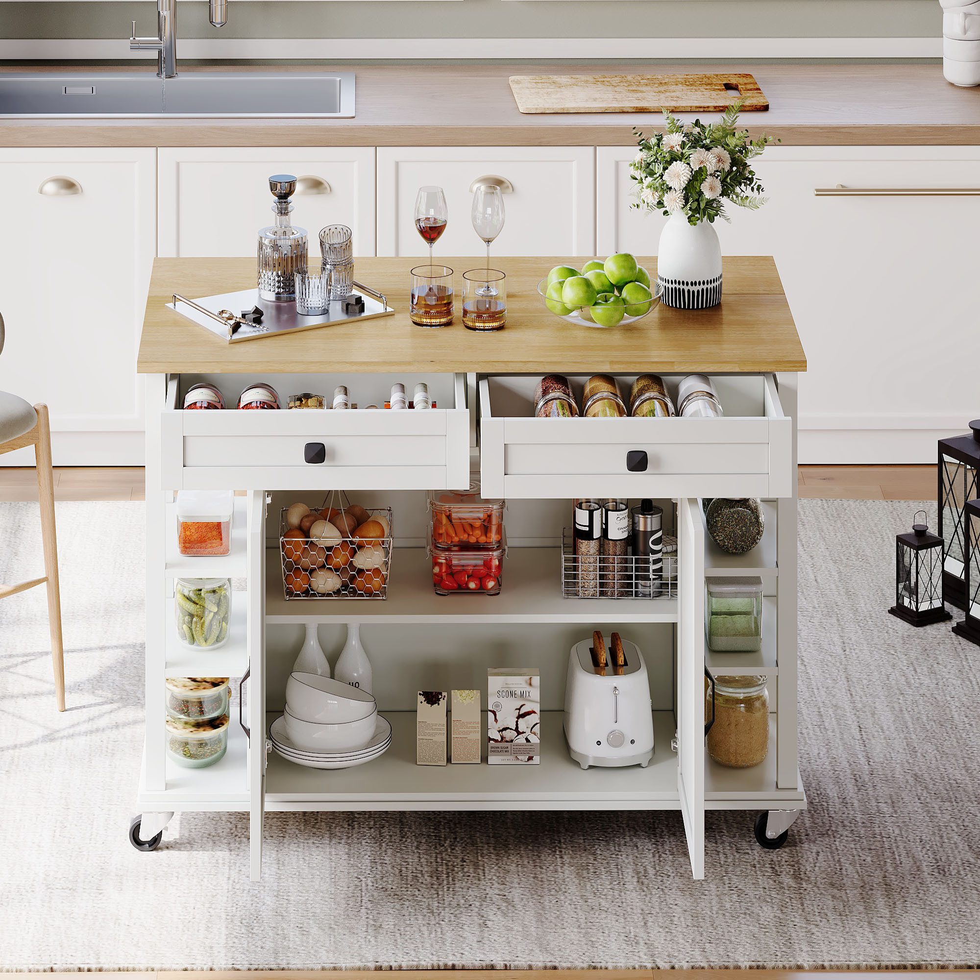 Flieks Küchenwagen mit erweiterbare Arbeitsplatte und Rollen, (1 St), Servi günstig online kaufen