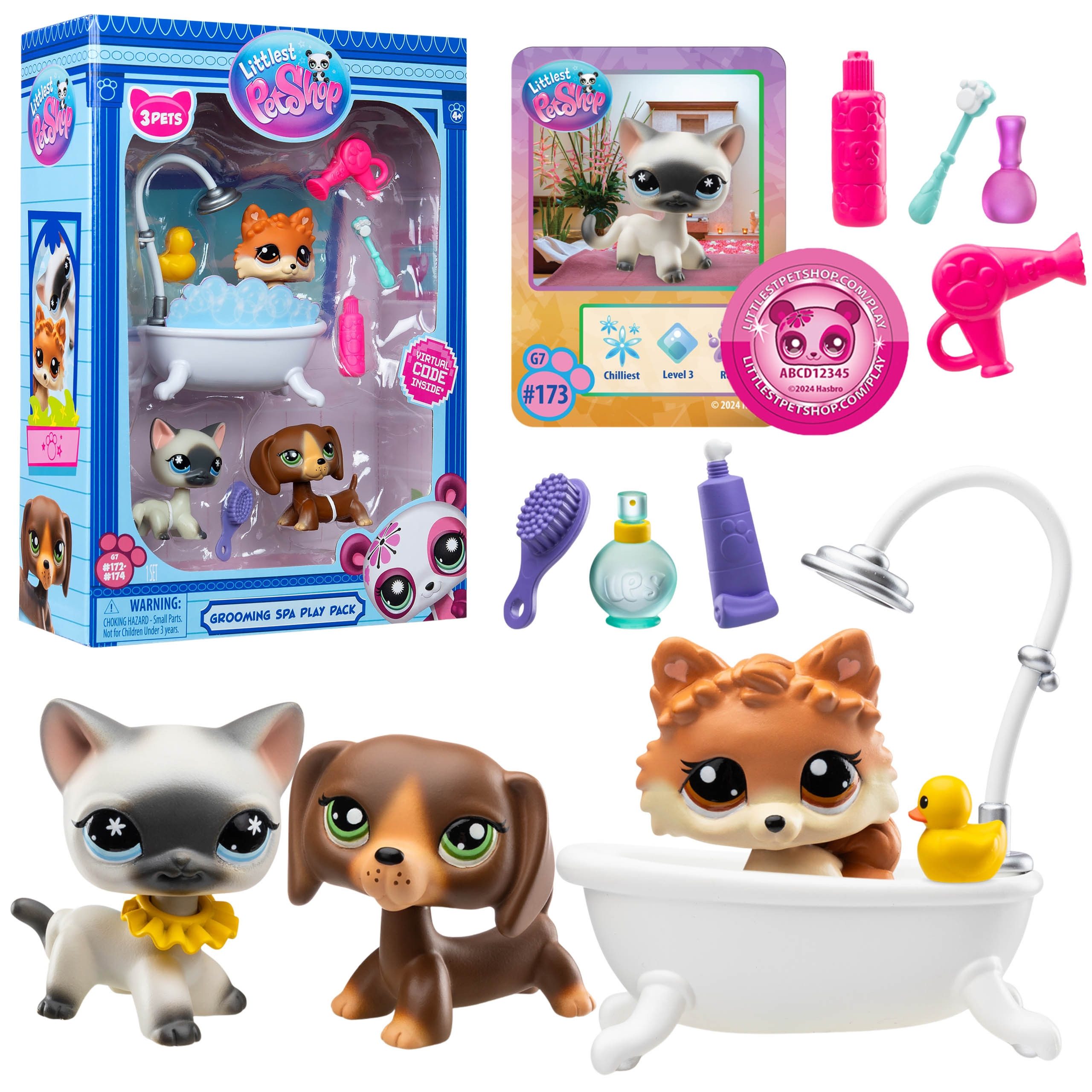 Sarcia.eu Spielfigur Littlest Pet Shop Set Tierfiguren #172-174 mit Zubehör Sammler 4+