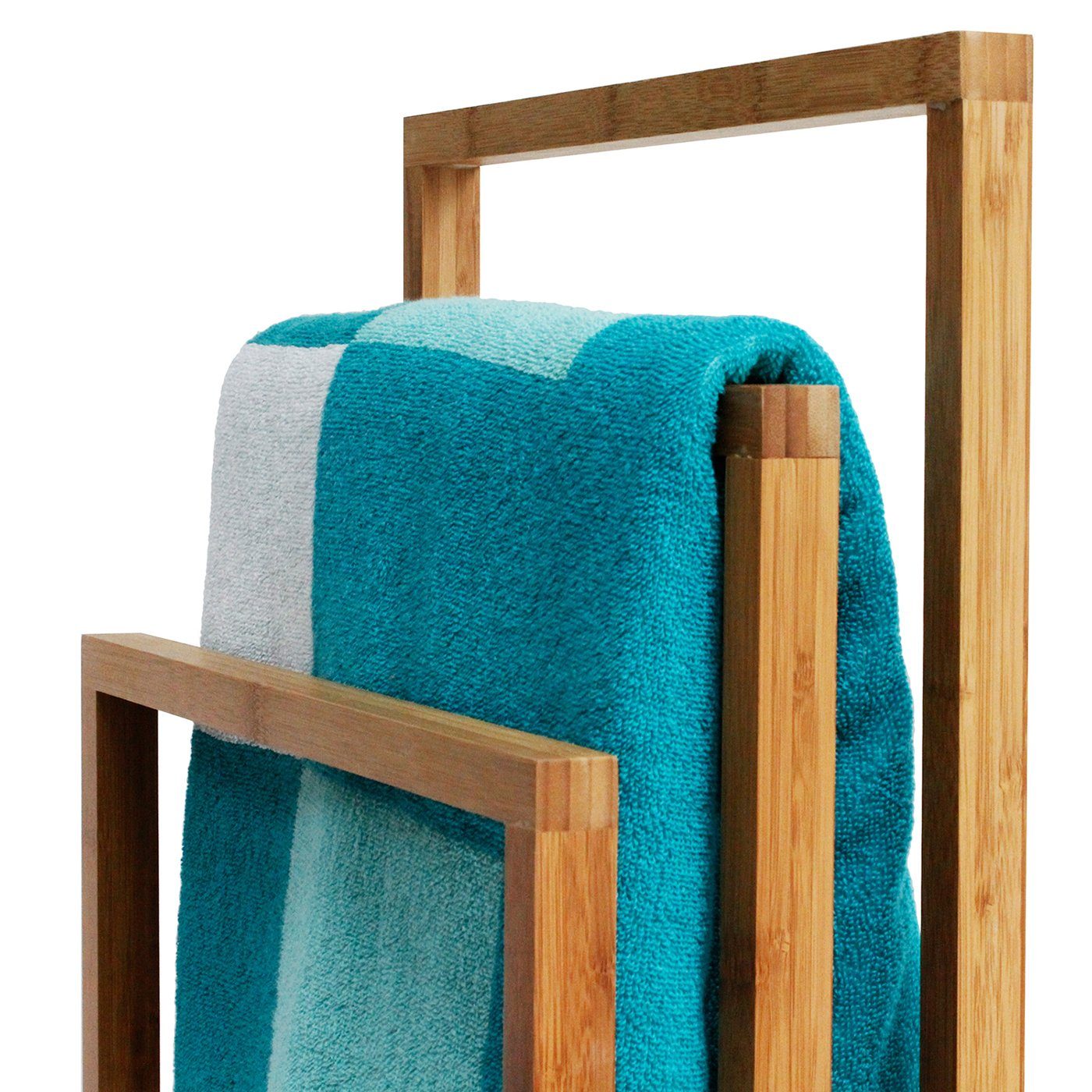 Handtuchhalter Handtuchständer Bambus 3 Stangen, Handtuchtreppe aus natürlichem Bambus, 3 Stangen, 42 x 24 x 82 cm