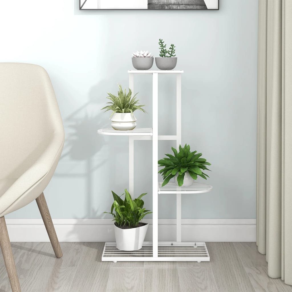 vidaXL Blumenständer »Blumenständer 4Etagen 43x22x76 cm Weiß Metall
