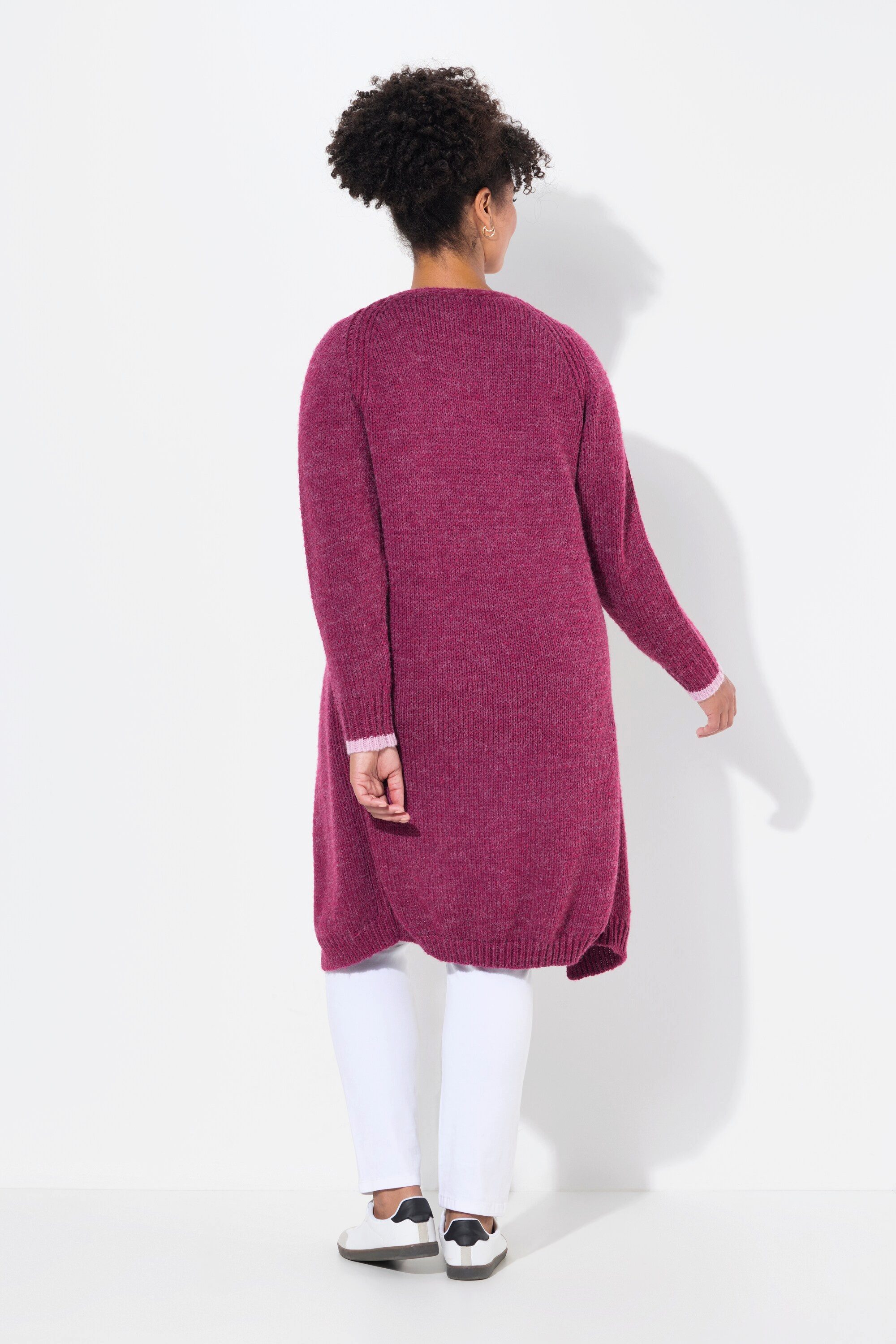 Janet & Joyce Strickjacke Long-Strickjacke offene Form Grobstrick