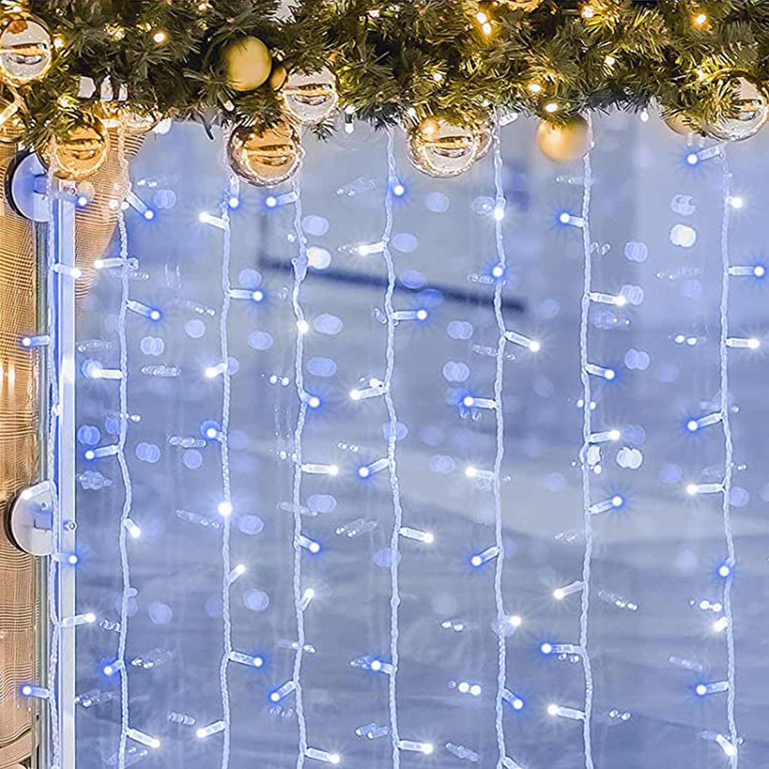 Salcar LED-Lichtervorhang LED Lichterkette Eisregen Lichtervorhang günstig online kaufen