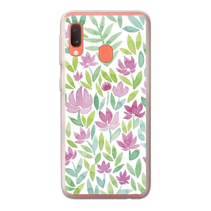 MuchoWow Handyhülle Ein Aquarell mit Blumenmuster Handyhülle Samsung Galaxy A20e Smartphone-Bumper Print Handy