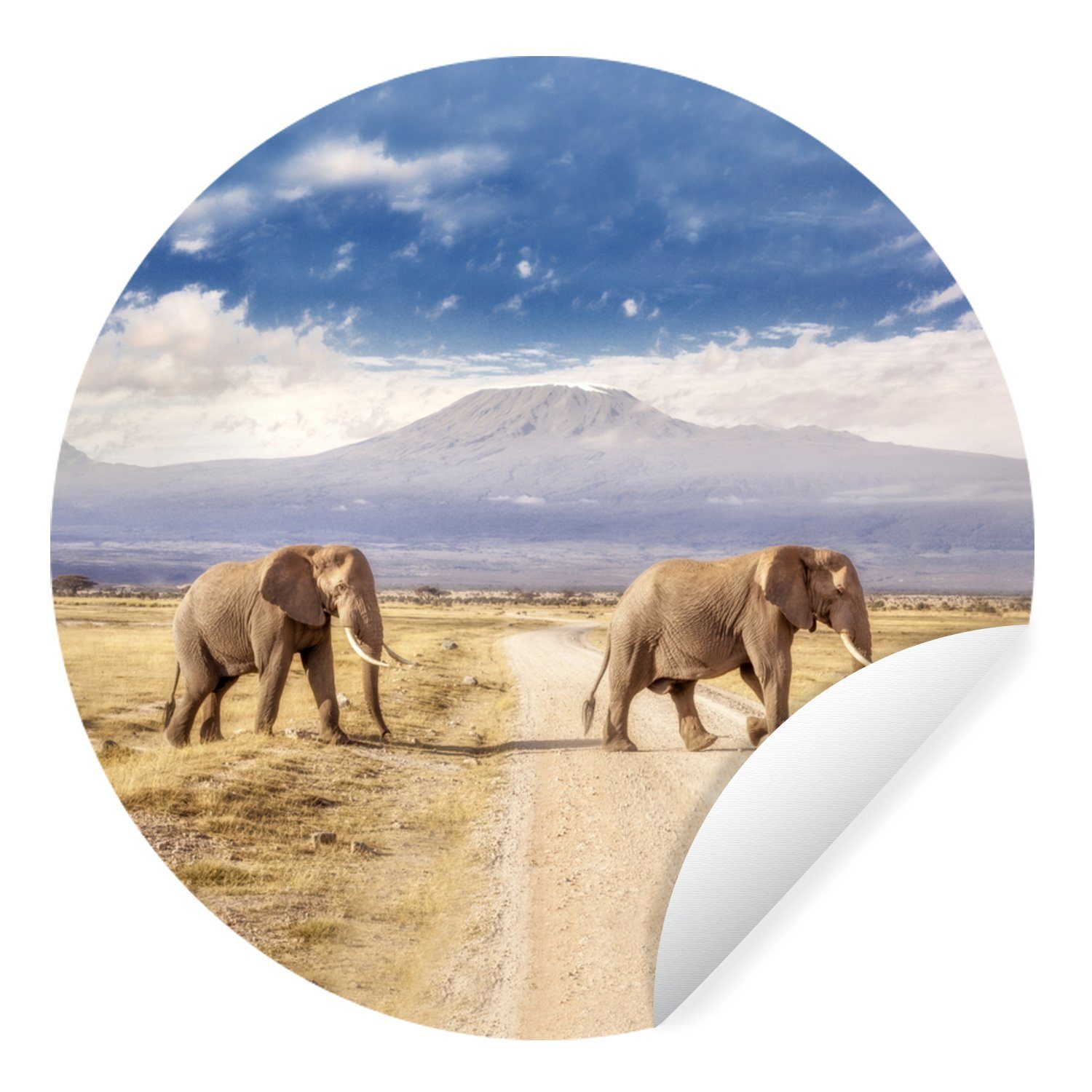 MuchoWow Wandsticker Elefant - Wolke - Safari (1 St), Tapetenkreis für Kinderzimmer, Tapetenaufkleber, Rund, Wohnzimmer