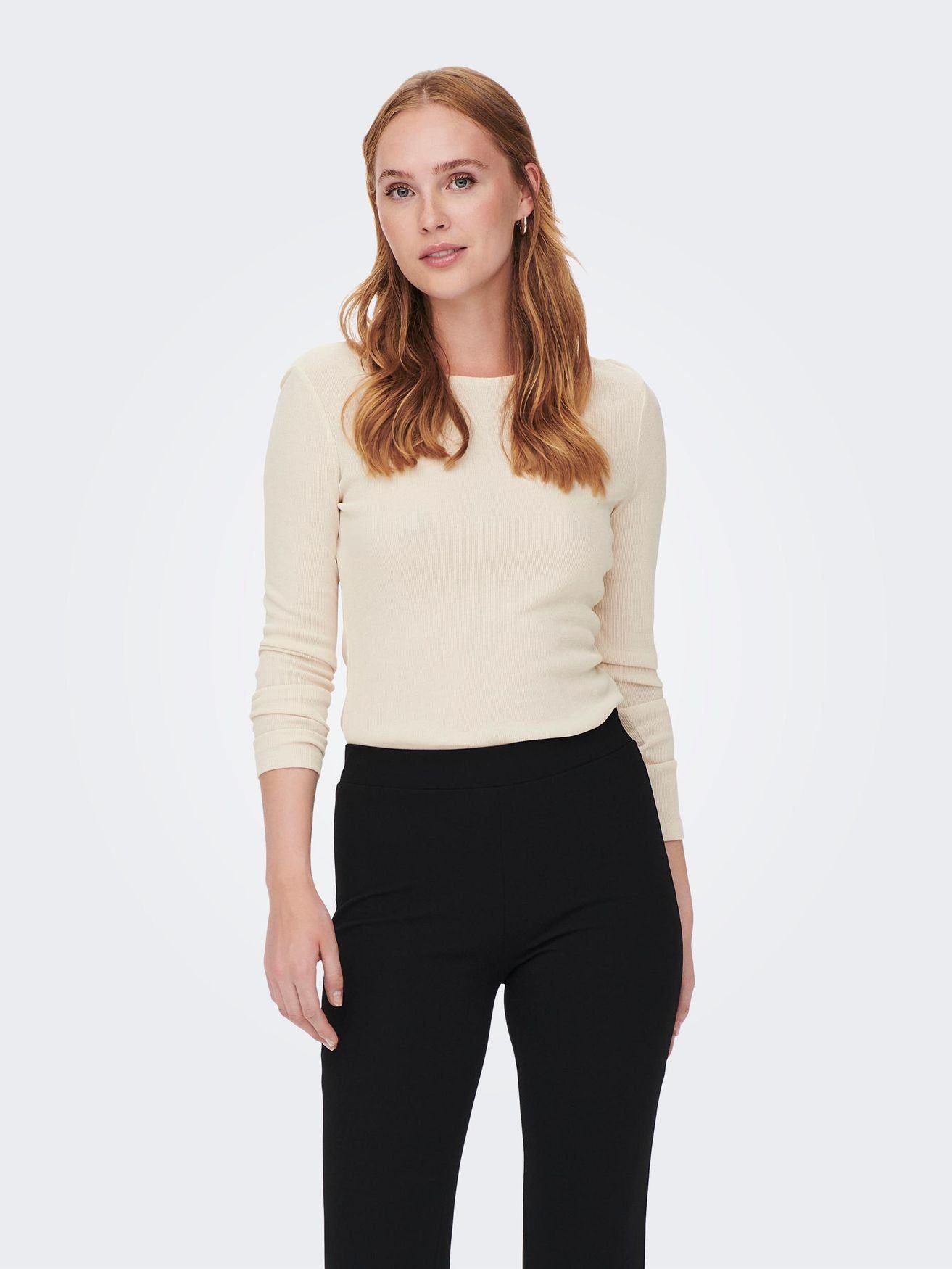 JACQUELINE de YONG T-Shirt Dünnes Feinstrick Langarm Shirt Basic Stretch Oberteil JDYRUBI 4552 in Grau