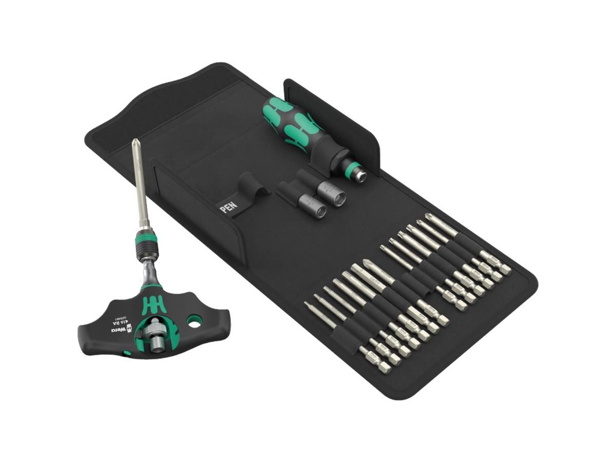 Wera Schraubendreher Kraftform Kompakt 400 RA SHK, (Set, 19-teilig), Umschalthebel für Richtungswechsel, 1/4" Außensechskantantrieb