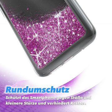 EAZY CASE Handyhülle Liquid Glittery Case für Xiaomi Redmi 9T 6,53 Zoll, Bumper Case Back Cover Glitter Glossy Handyhülle Etui Violett Lila