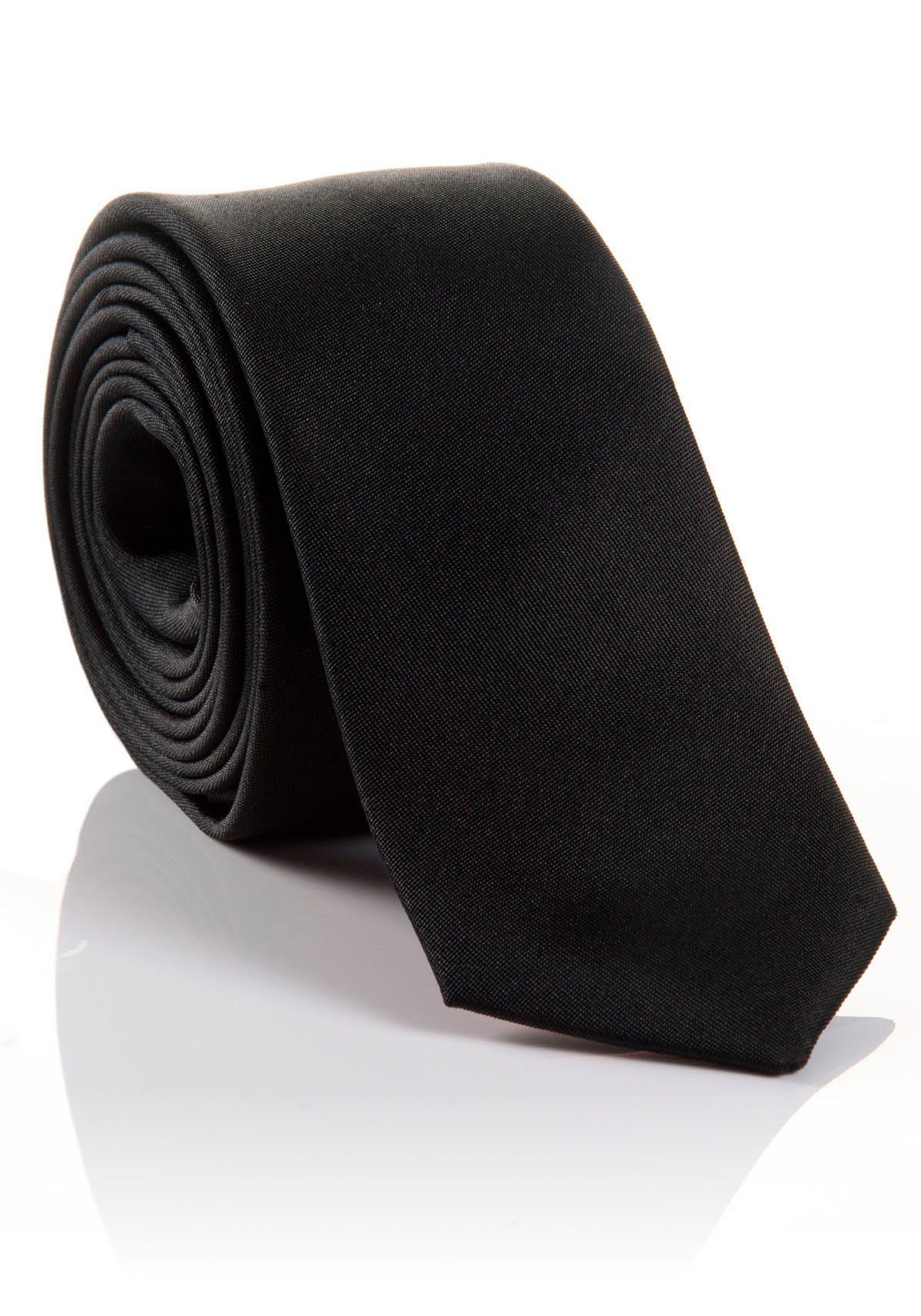 hohem Krawatte LORENZO verarbeitete black MONTI mit Seidenkrawatte Tragekomfort Hochwertig