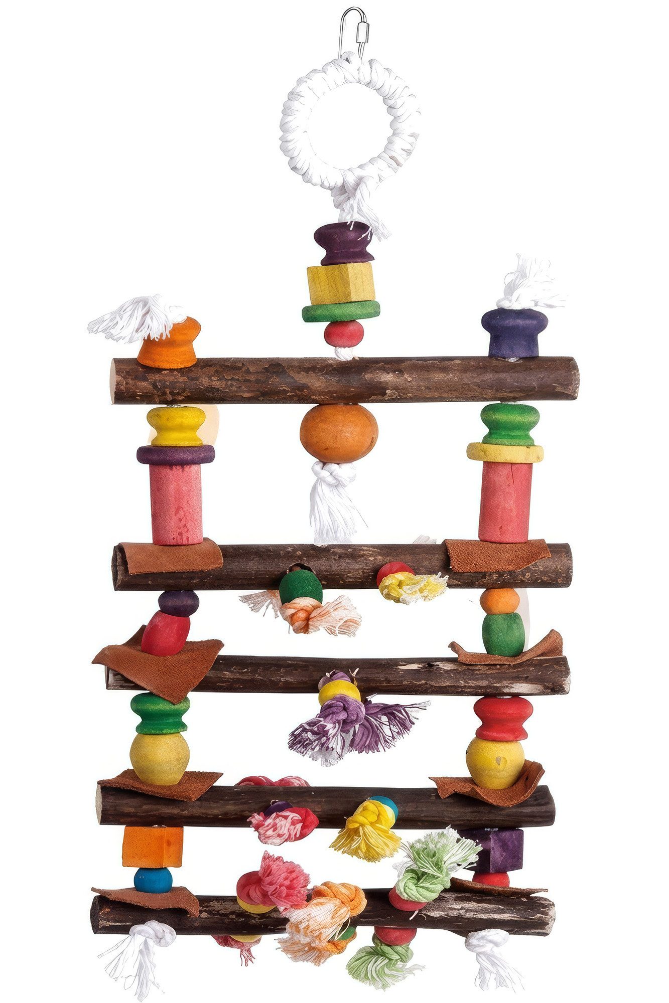Ollesch Vogelspielplatz Papageienschaukel 58cm aus Naturholz - Bunte Vogelschaukel von Ollesch