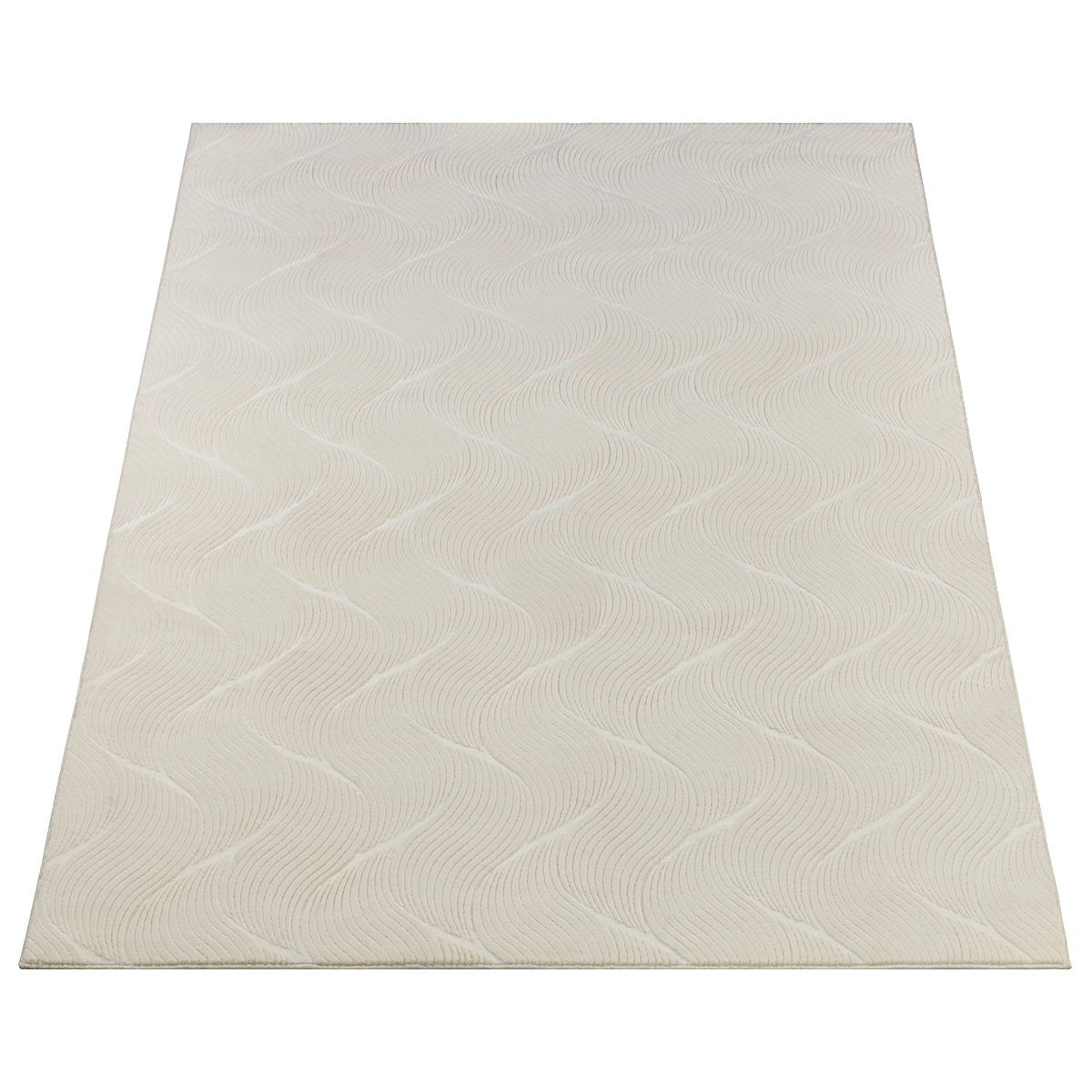the und Creme Höhe: Flor, pflegeleicht carpet, robust 16 weicher flauschiger und Teppich, Anti-Rutsch, Rio - mm, rechteckig, 3D-Optik, moderner Teppich