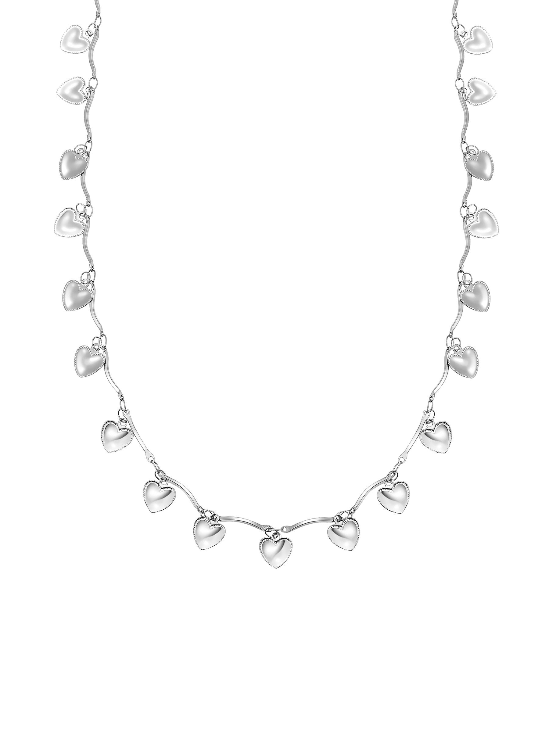Hey Happiness Herzkette Love für Damen – Statement Kette mit Herz Anhängern, 18K vergoldeter & rosévergoldeter Edelstahl Schmuck
