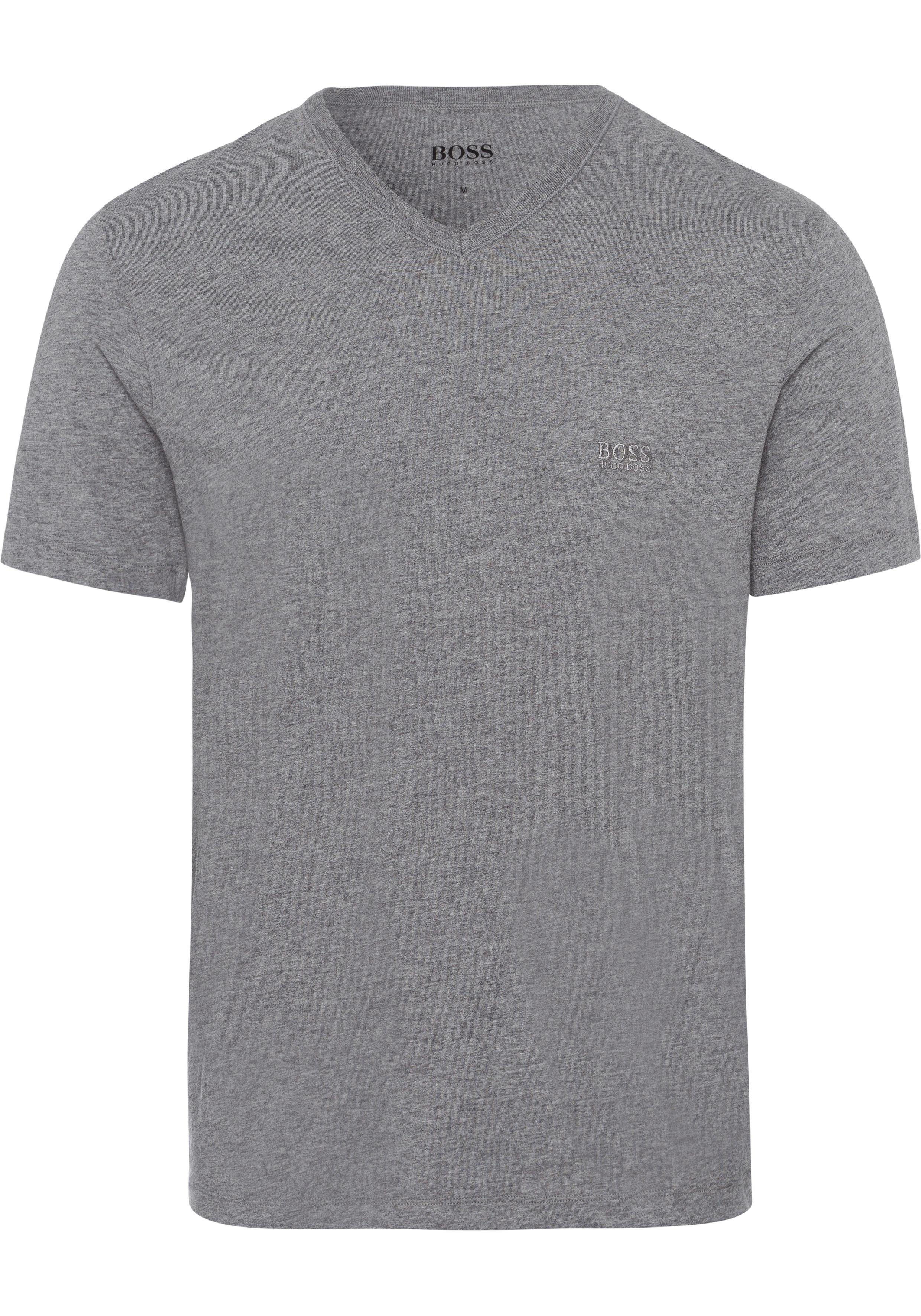 BOSS V-Shirt T-Shirt VN pre-pack, 3P assorted CO grau-meliert, (Packung) schwarz