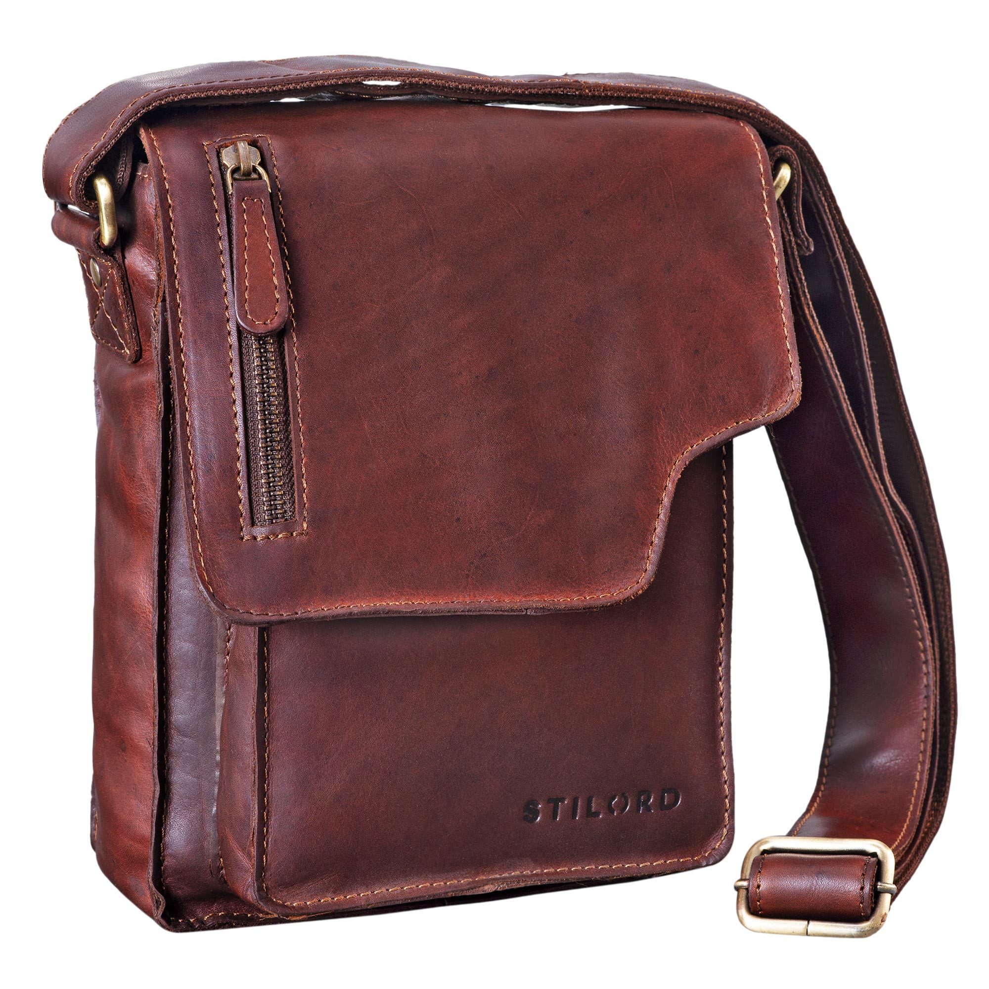 Schultertasche "Pete" Umhängetasche Leder klein Männer