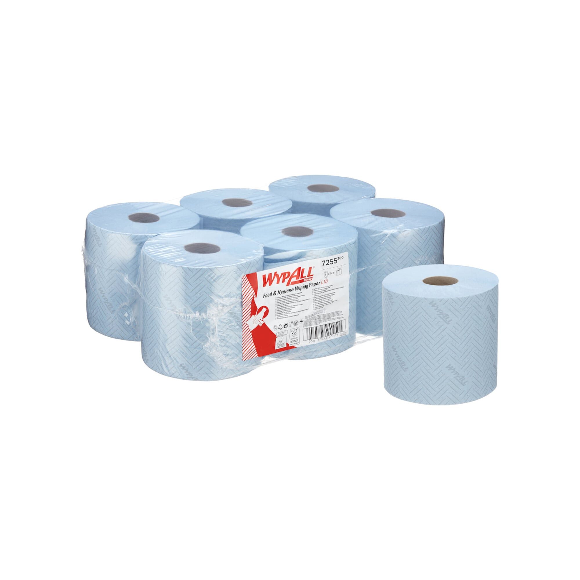 Wypall WypAll L10 Papierreinigungstücher für Lebensmittel + Hygiene, 6 Rollen Reinigungstücher