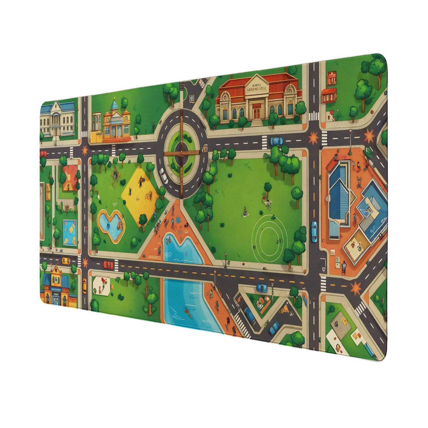 speecheese Schreibtischunterlage Straßenkarte Stadt Schreibtischunterlage 69x31cm XXL Mauspad Lernspaß