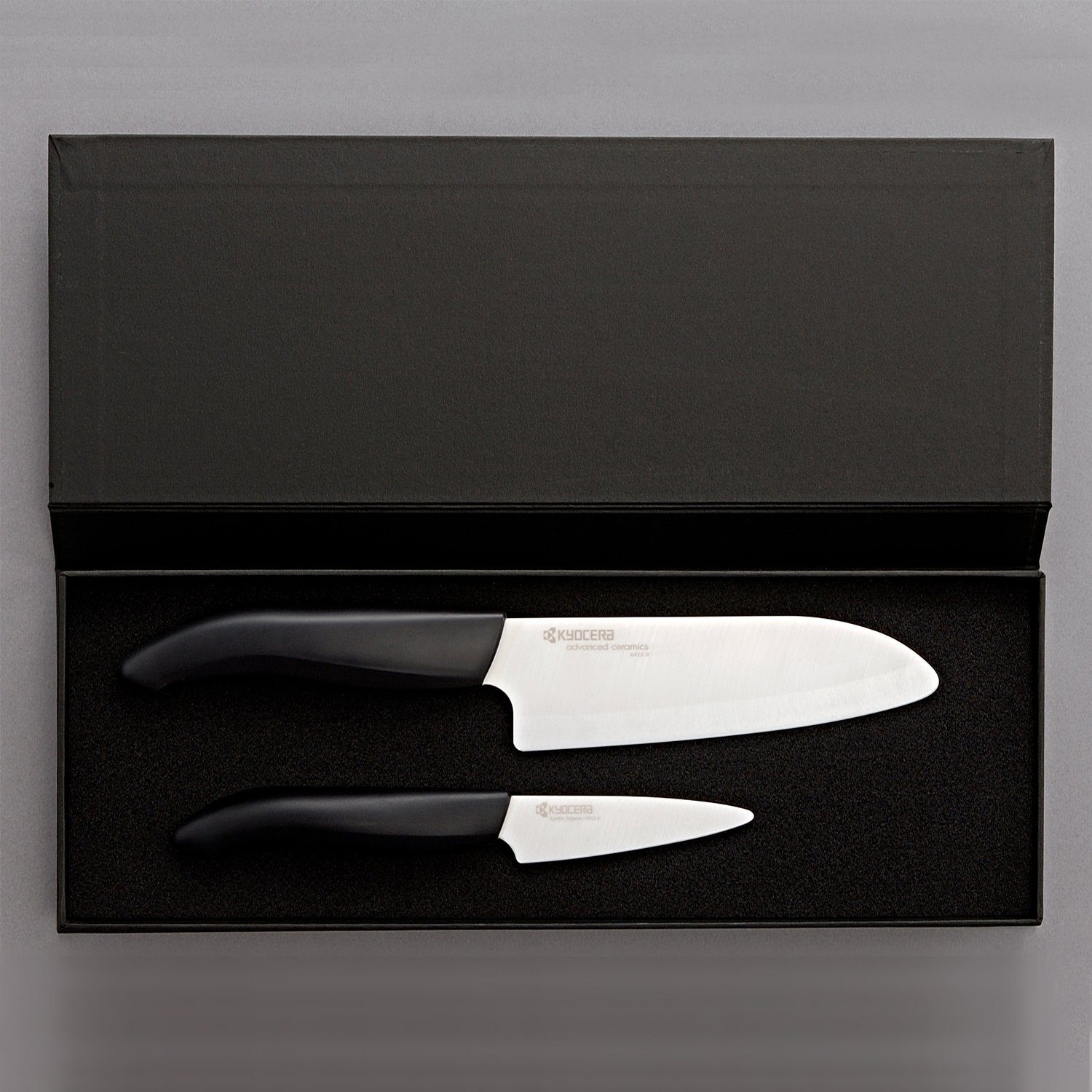 (Set, schwarz 2-tlg), extrem Messer-Set Gen Hochleistungskeramik-Klinge, (Schäl-/ KYOCERA scharfe Santokumesser)