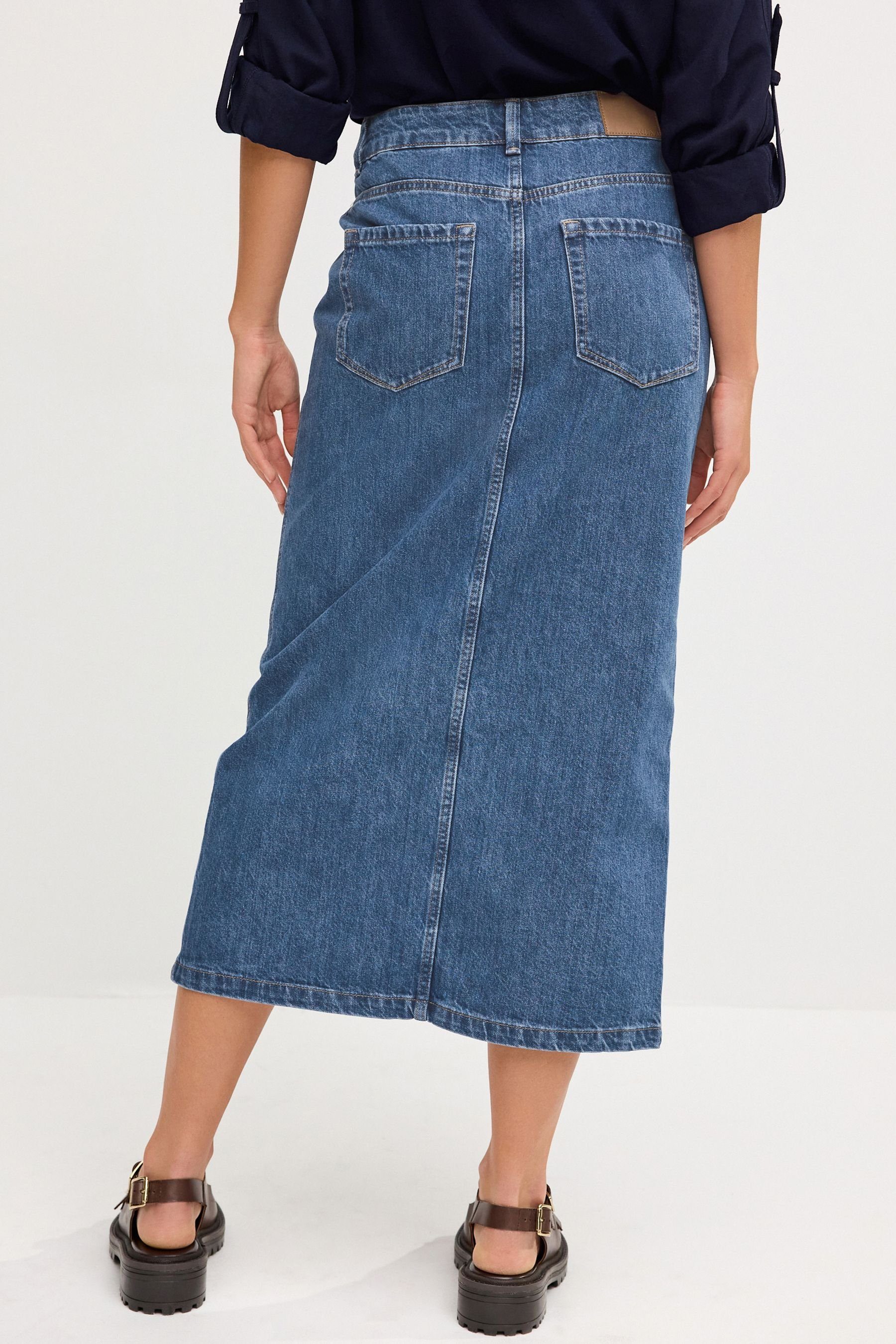 Next Jeansrock Denim-Midirock mit Vorderschlitz – günstig online kaufen