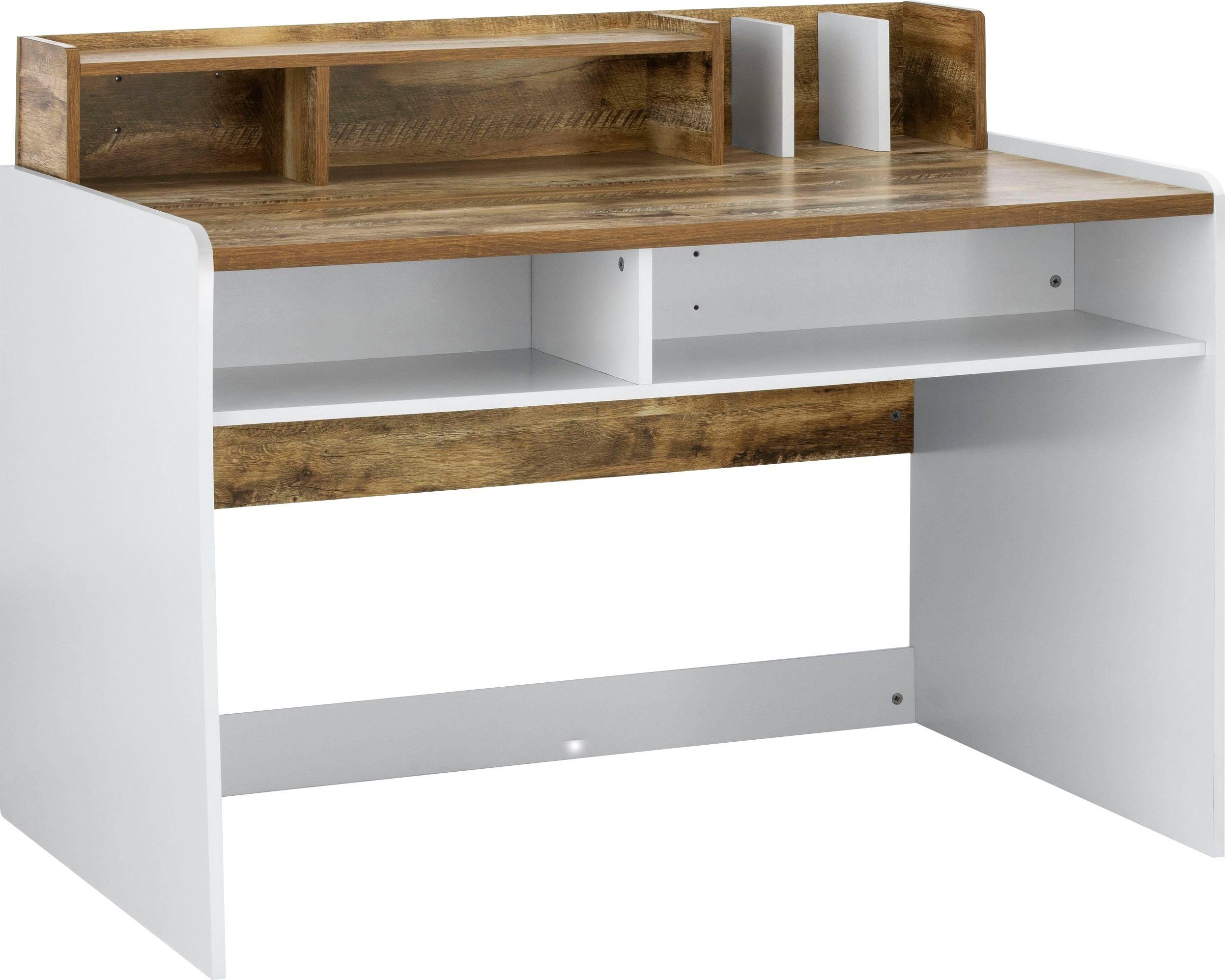 loft24 Schreibtisch »Casper«, im rustikalen Landhaus Stil mit viel  Stauraum, FSC®-zertifiziert, erhältlich in 2 Farbvarianten, Breite 120 cm  online kaufen | OTTO