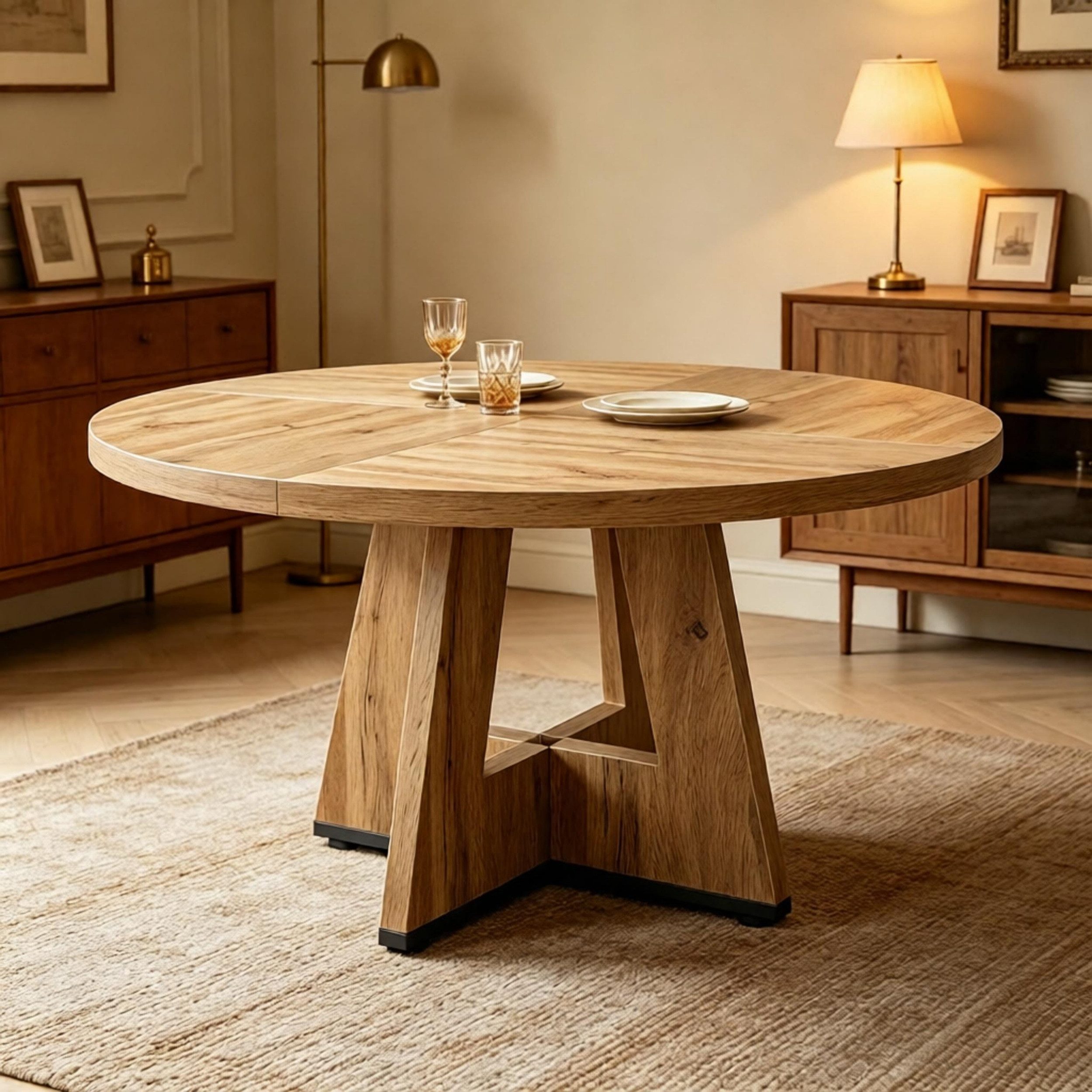 MC Star Esstisch Runder Esstisch,Bauernhaus Kaffeetisch,Großzügigen Design Esstisch (nur Tisch,ohne Stühle)