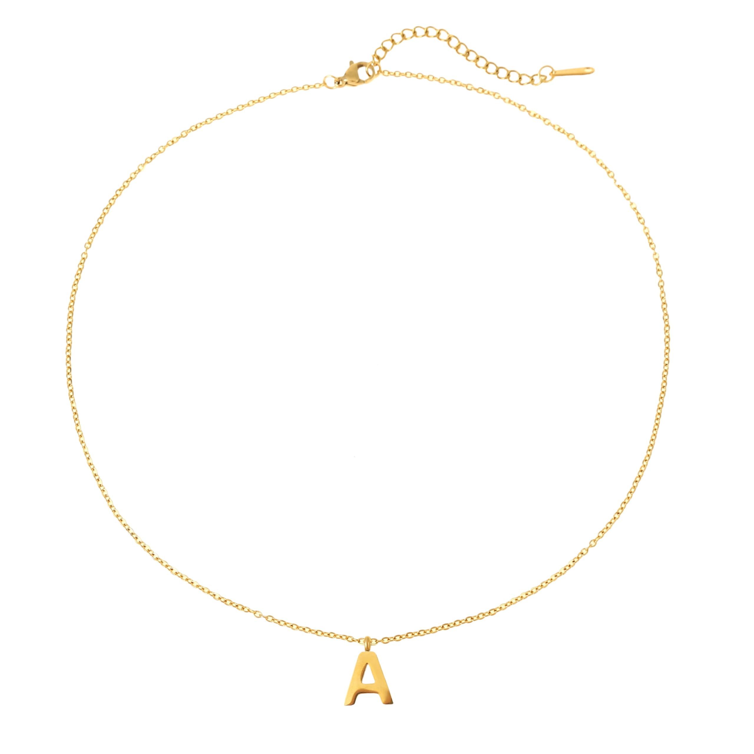 Made by Nami Kette mit Anhänger Edelstahlkette mit Buchstaben Anhänger Gold Schmuck Damen, Geschenk Freundin 40 + 5 cm Länge Wasserfest – Bild 5 von 5