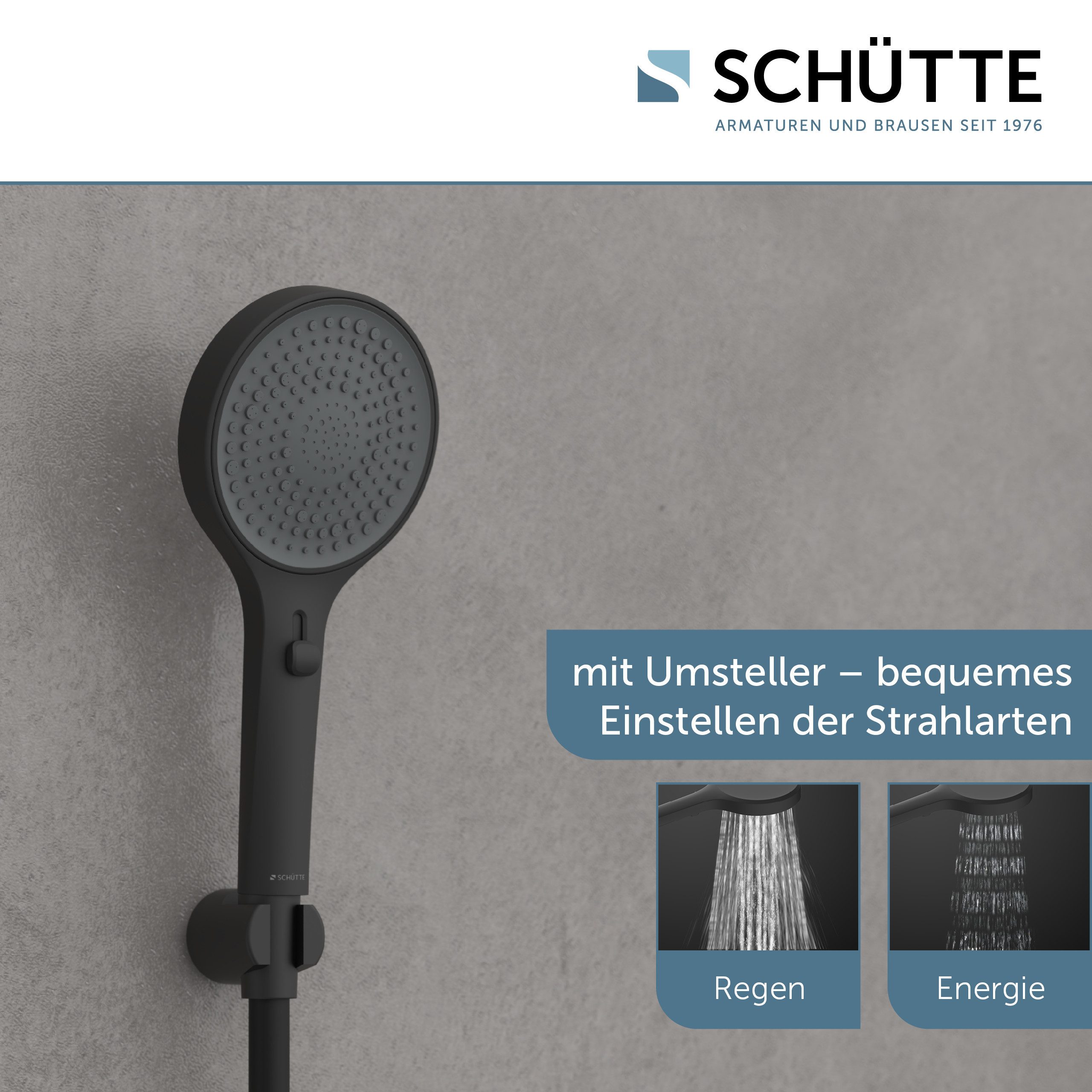 Schütte Handbrause IBIZA, 3-fach verstellbar, Antikalk-Noppen, wassersparend, pulsierend