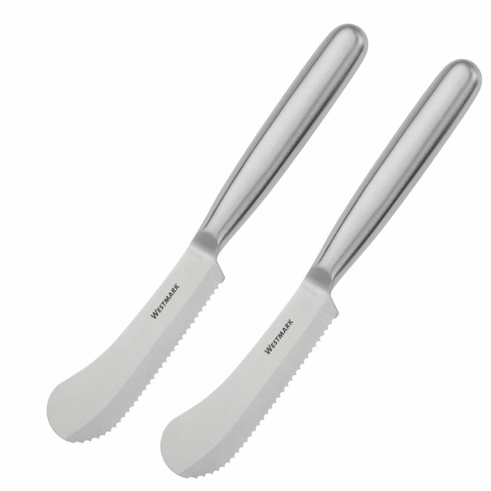 WESTMARK Brötchenmesser 2 Stk, 10 cm Klinge, Frühstücksmesser klassisch, Rostfreier Edelstsahl, Rostfreier Edelstahl, Wellenschliffklinge