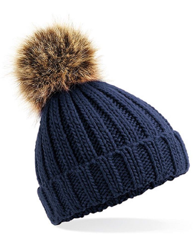 Beechfield® Bommelmütze bis für 3 Wintermütze Bommel Kinder Kinder 6 dunkelblau Strickmütze Jahren mit