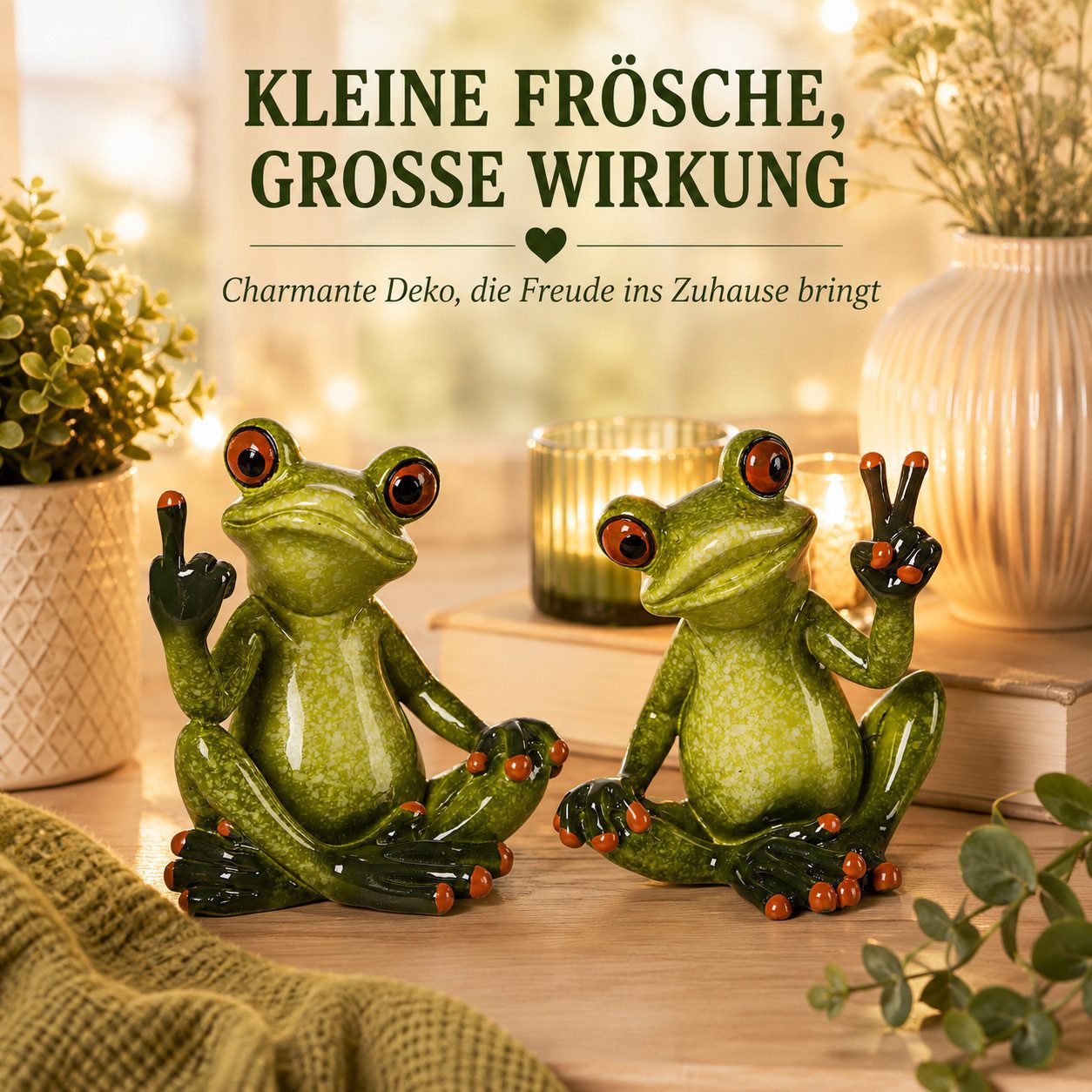 formano Sammelfigur 2er Set Frosch Dekofiguren 9 cm handbemalt mit Glanzoptik