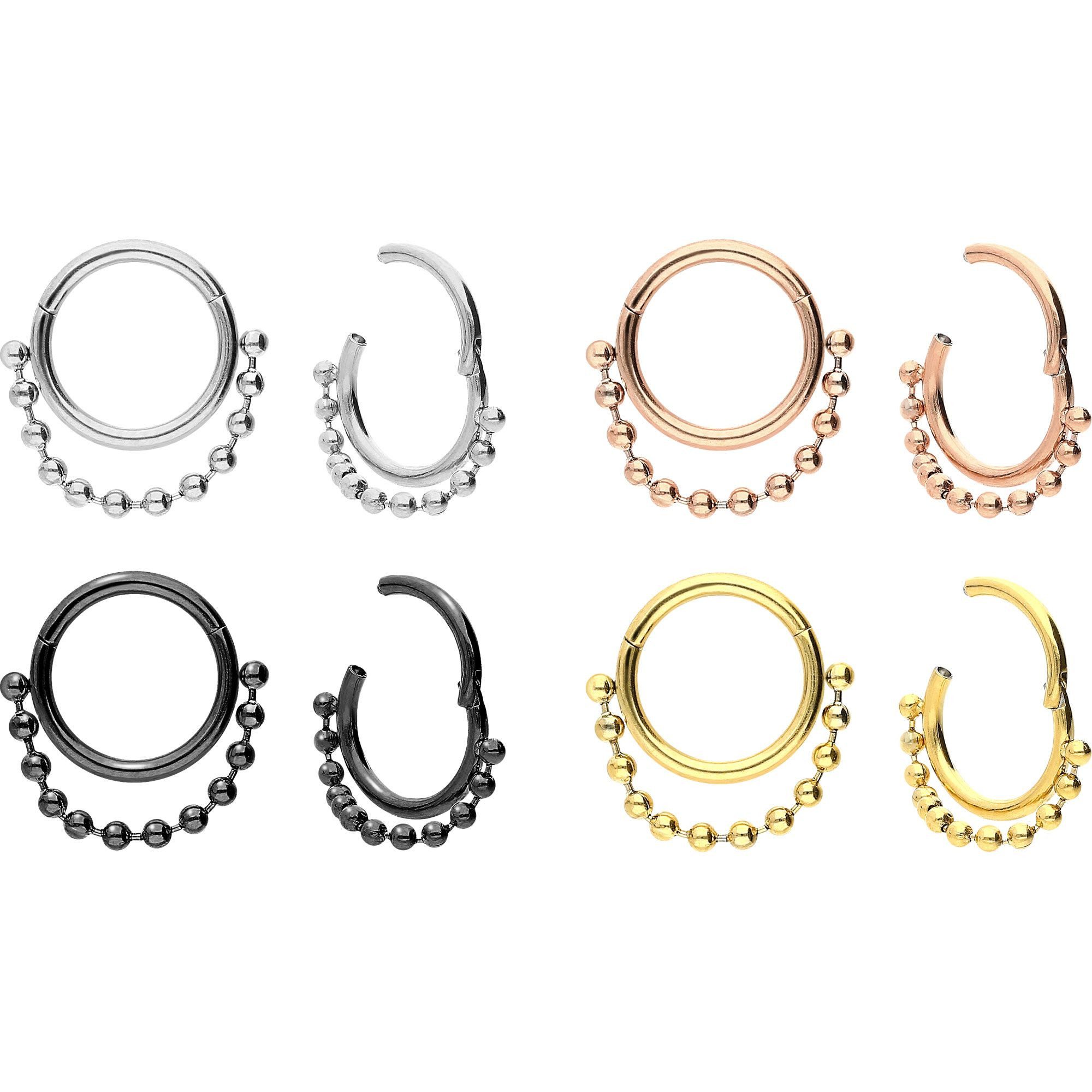 PIERCINGLINE Nasenpiercing Chirurgenstahl Segmentring Clicker KUGELKETTE Ohrpiercing Septum Nase (Clicker, 1-tlg), Ohrpiercing für Conch, Helix, Tragus, Daith, Lobe