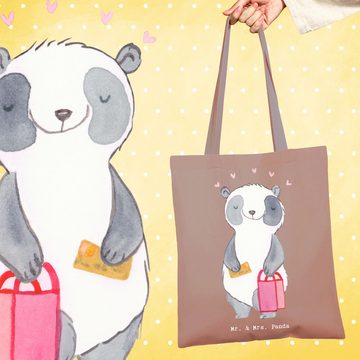 Mr. & Mrs. Panda Tragetasche Panda Shopping - Braun Pastell - Geschenk, Beutel, Beuteltasche, Spor (1-tlg), Lange Tragegriffe