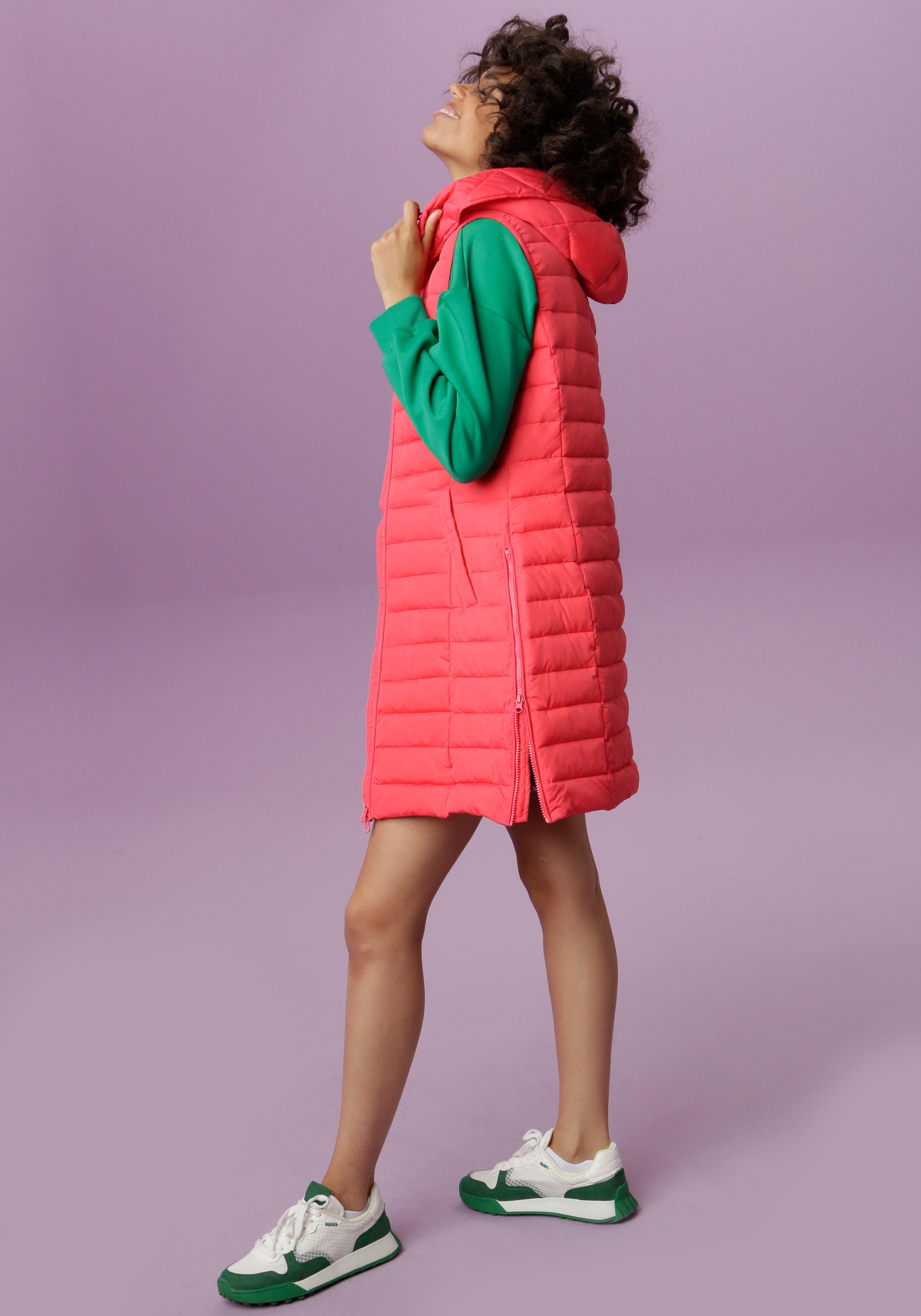 Aniston CASUAL Steppweste pink Kapuze mit verstellbarer