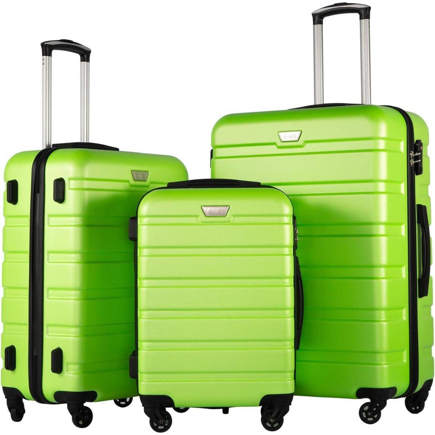 Trolleyset Hartschalenkoffer Trolley Rollkoffer TSA Schloss Koffer-Set Apfelgrün