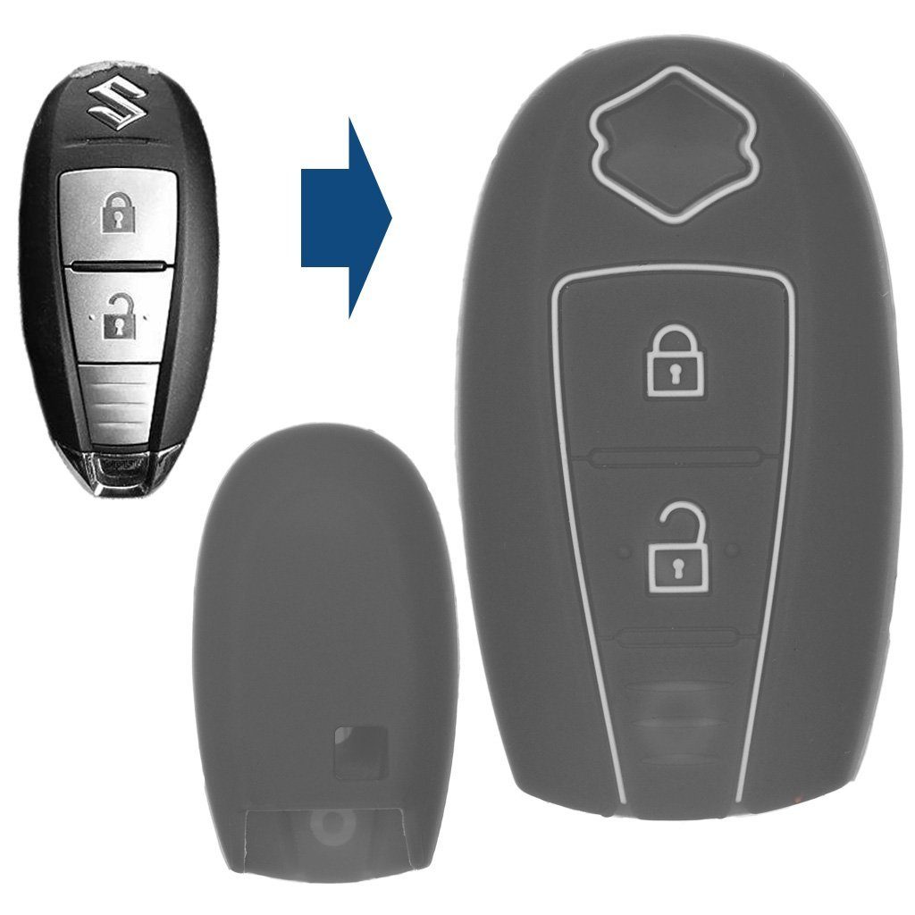 Silikon Ignis Tasten KEYLESS Suzuki SX4 Baleno Vitara Softcase für Jimny 2 Schutzhülle Swift Autoschlüssel Grau, mt-key Schlüsseltasche