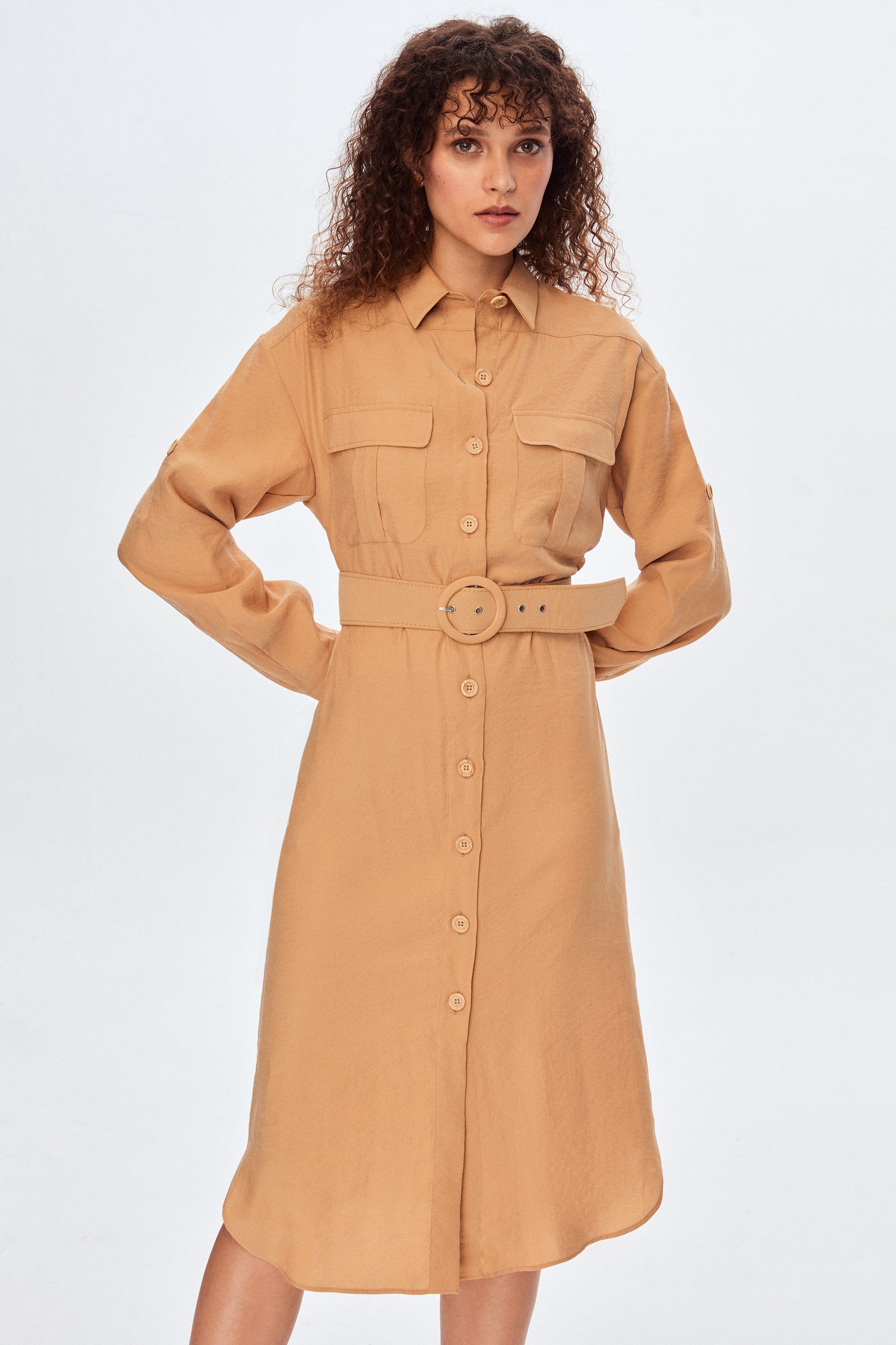 adL Hemdblusenkleid Hemdblusenkleid mit Gürtel