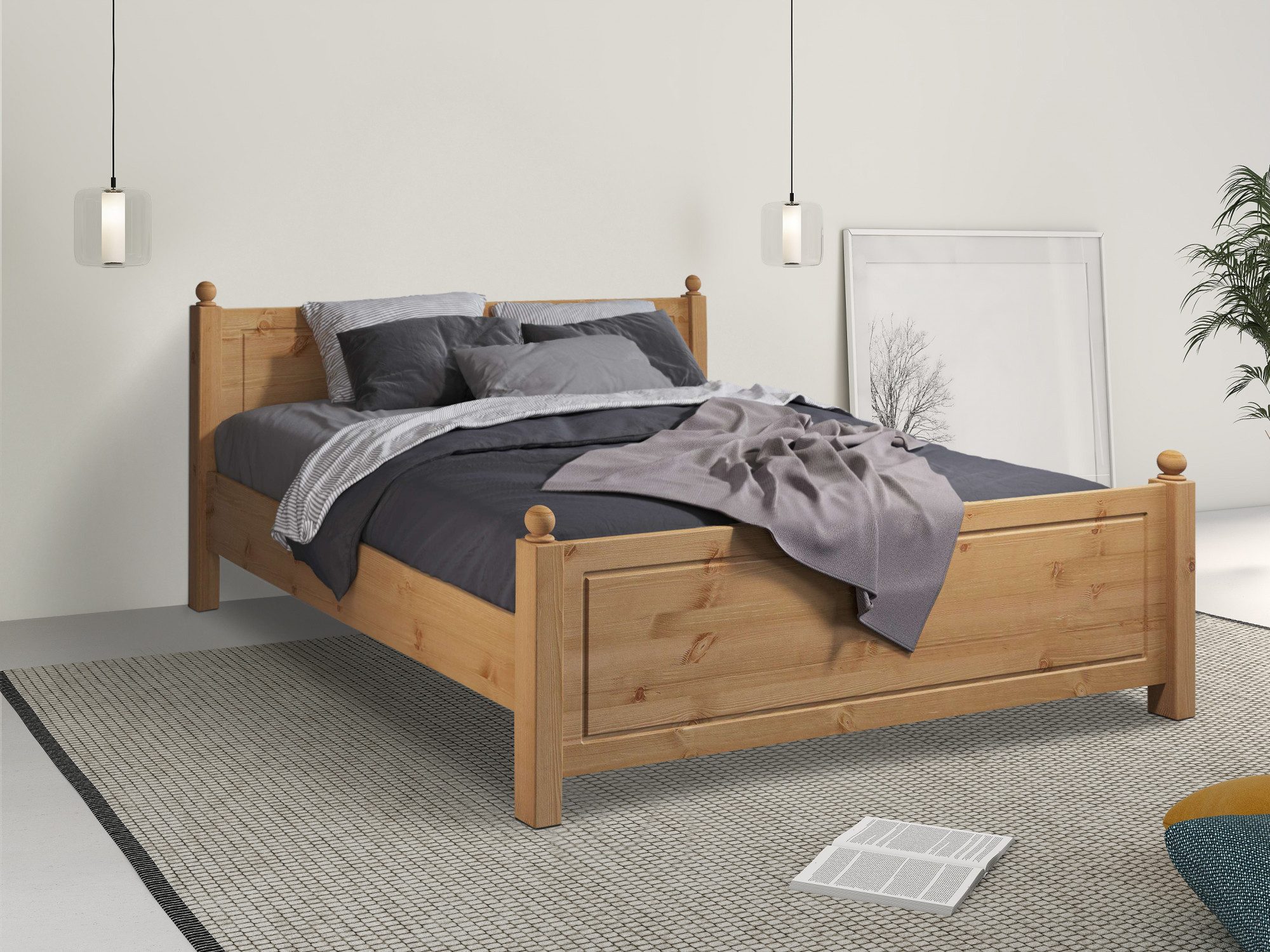 OTTO home Massivholzbett Mila, hohe Belastbarkeit Jugendbett,! FSC® zertifiziertes Massivholz (Breite/Belastbarkeit 180cm/220 KG, 140cm/180 KG, 90cm/=120 KG), aus massiver Kiefer, inklusive Lattenrost